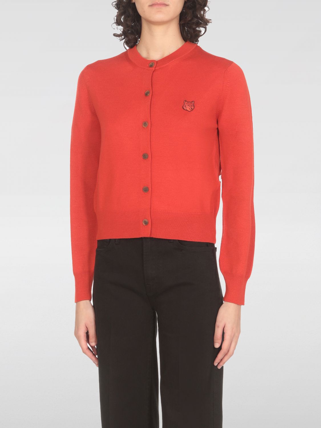 Shop Maison Kitsuné Cardigan  Woman Color Red In Rot