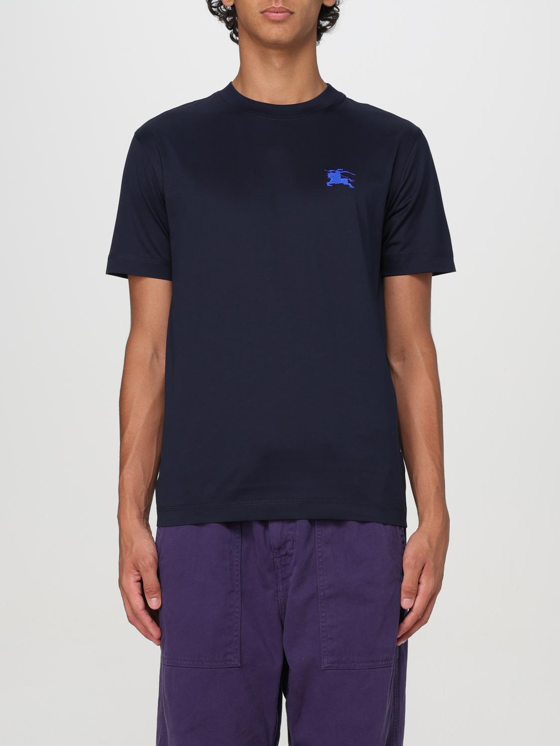 Shop Burberry T-shirt  Men Color Blue In Blau