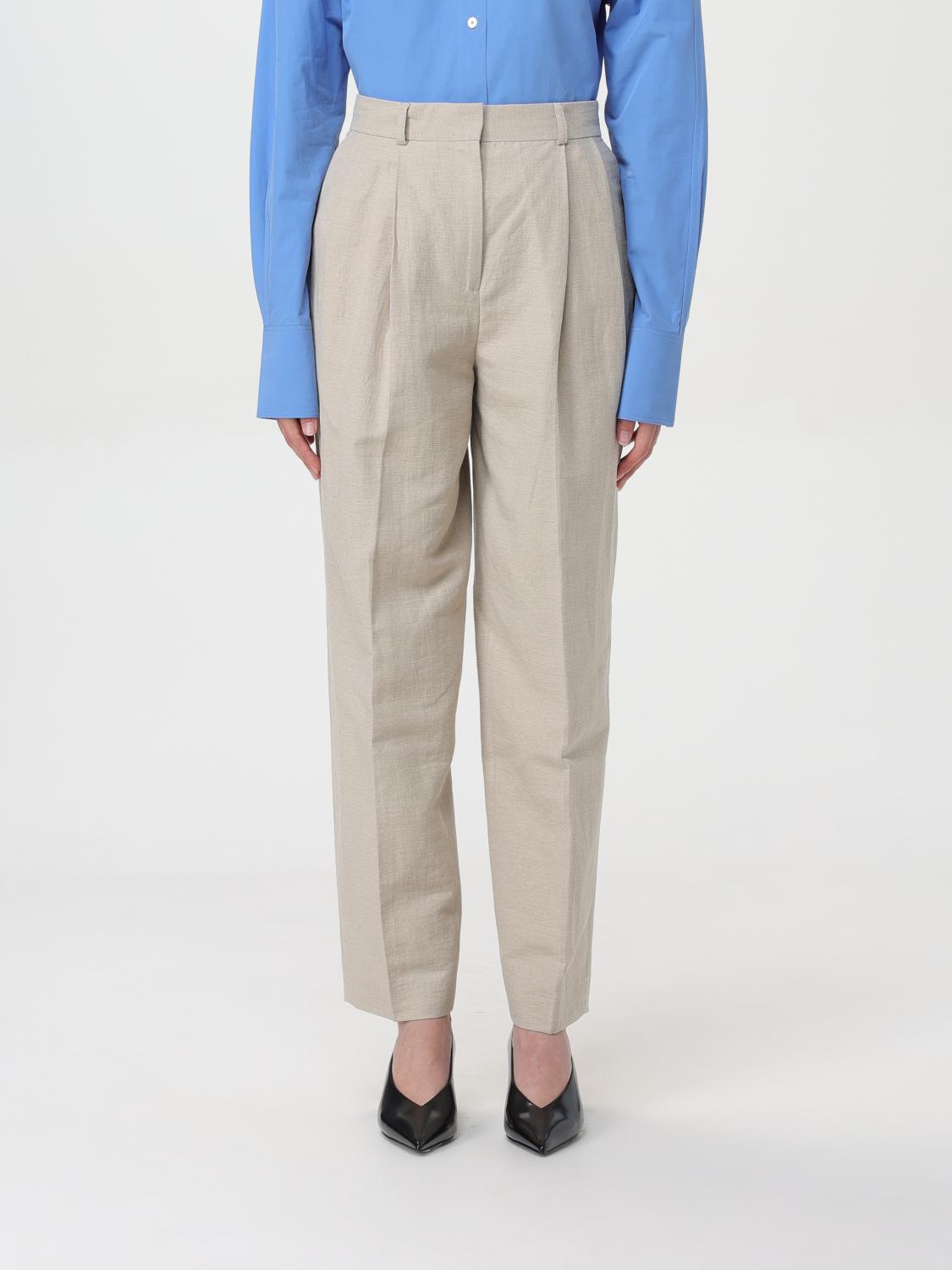 Shop Totême Pants Toteme Woman Color Beige In 米色