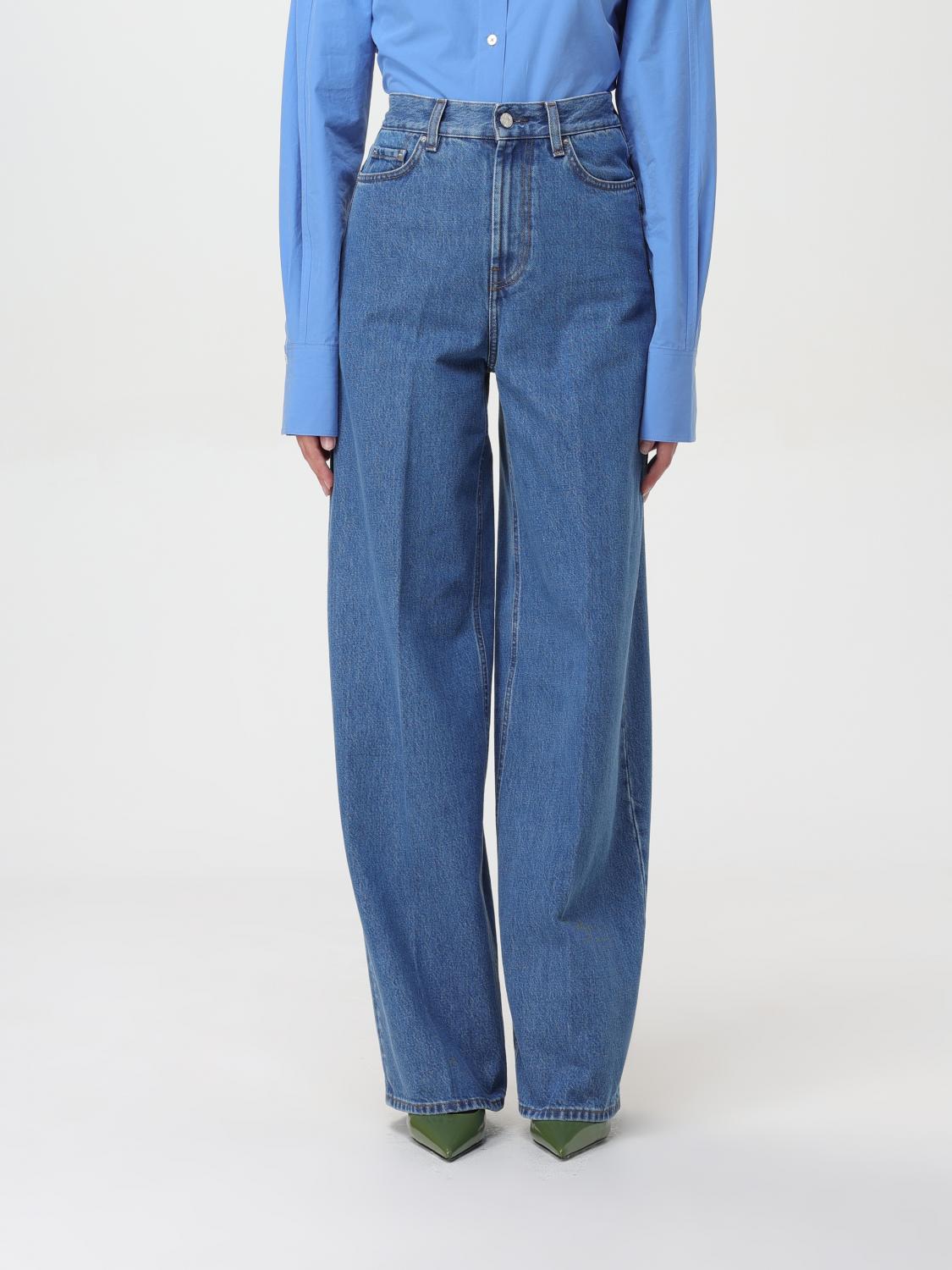 Shop Totême Jeans Toteme Woman Color Denim In 牛仔布