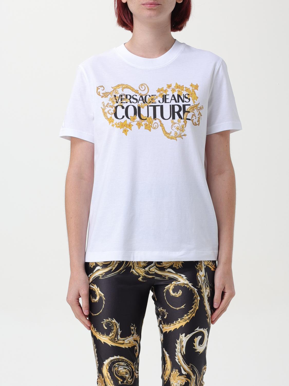 VERSACE VERSACE JEANS COUTURE T-Shirt Woman color White　VERSACE JEANS COUTURE Tシャツ 女性カラー ホワイト