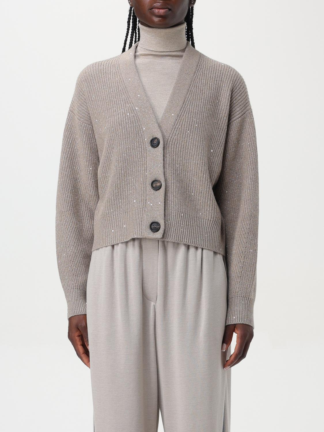 Shop Brunello Cucinelli Cardigan  Woman Color Sand