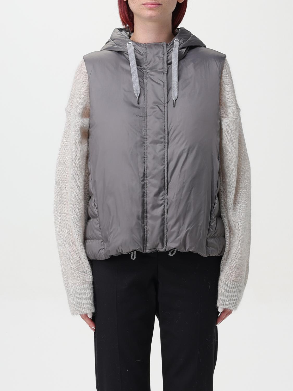 Shop Brunello Cucinelli Waistcoat  Woman Color Grey In Grau