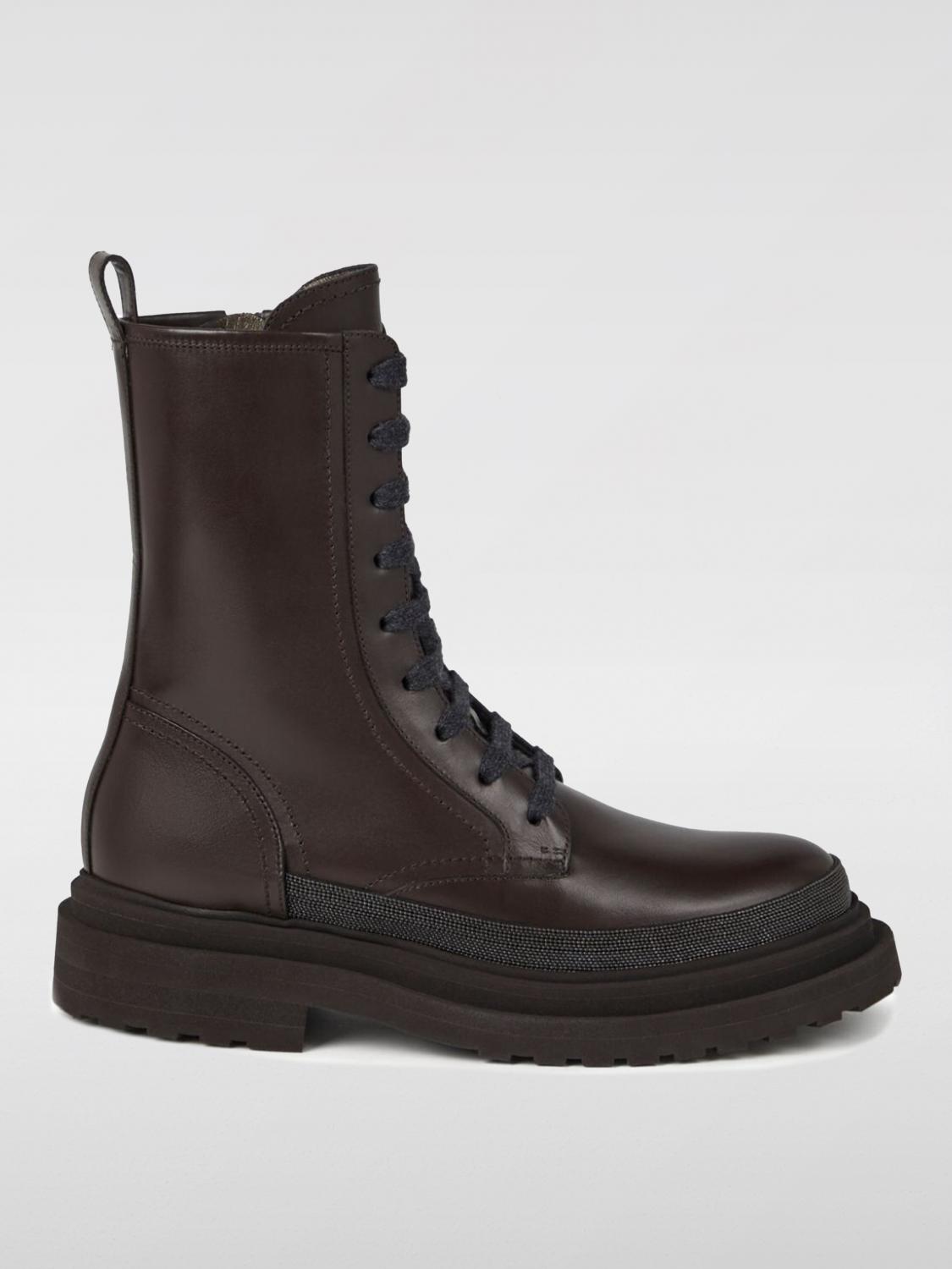 Brunello Cucinelli Woman Ankle Boots Dark Brown Size 11 Soft Leather In Dark
