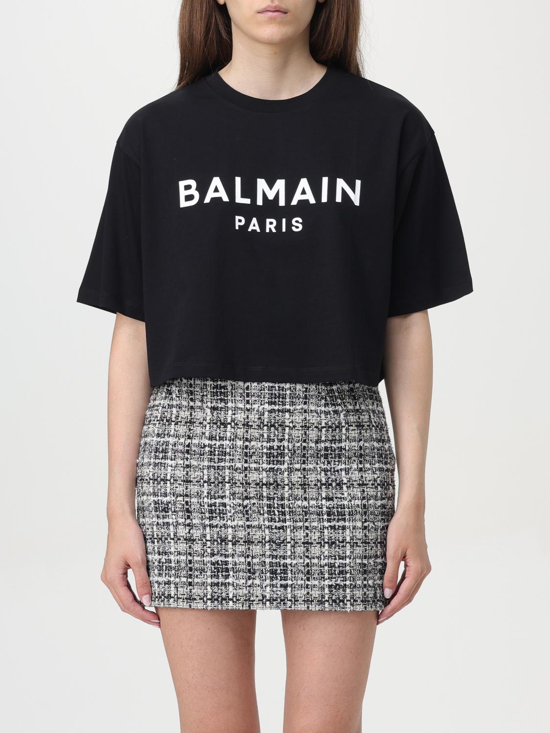 Shop Balmain T-shirt  Woman Color Black In Schwarz