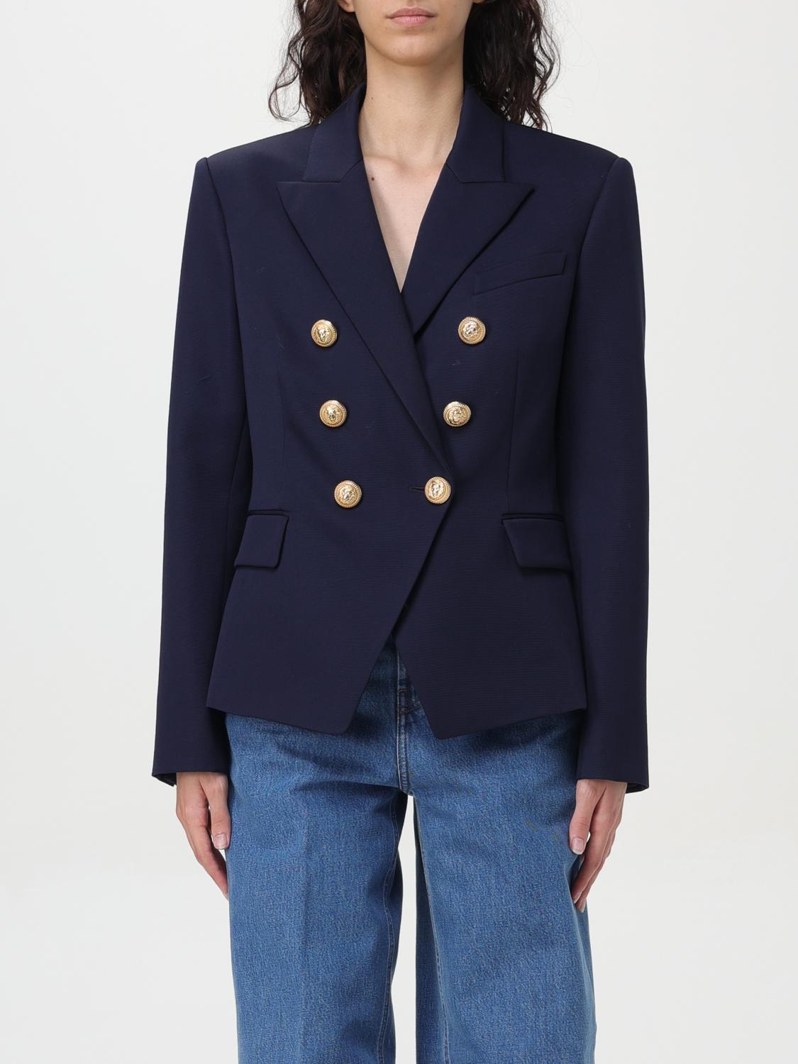 Shop Balmain Blazer  Woman Color Blue In 蓝色