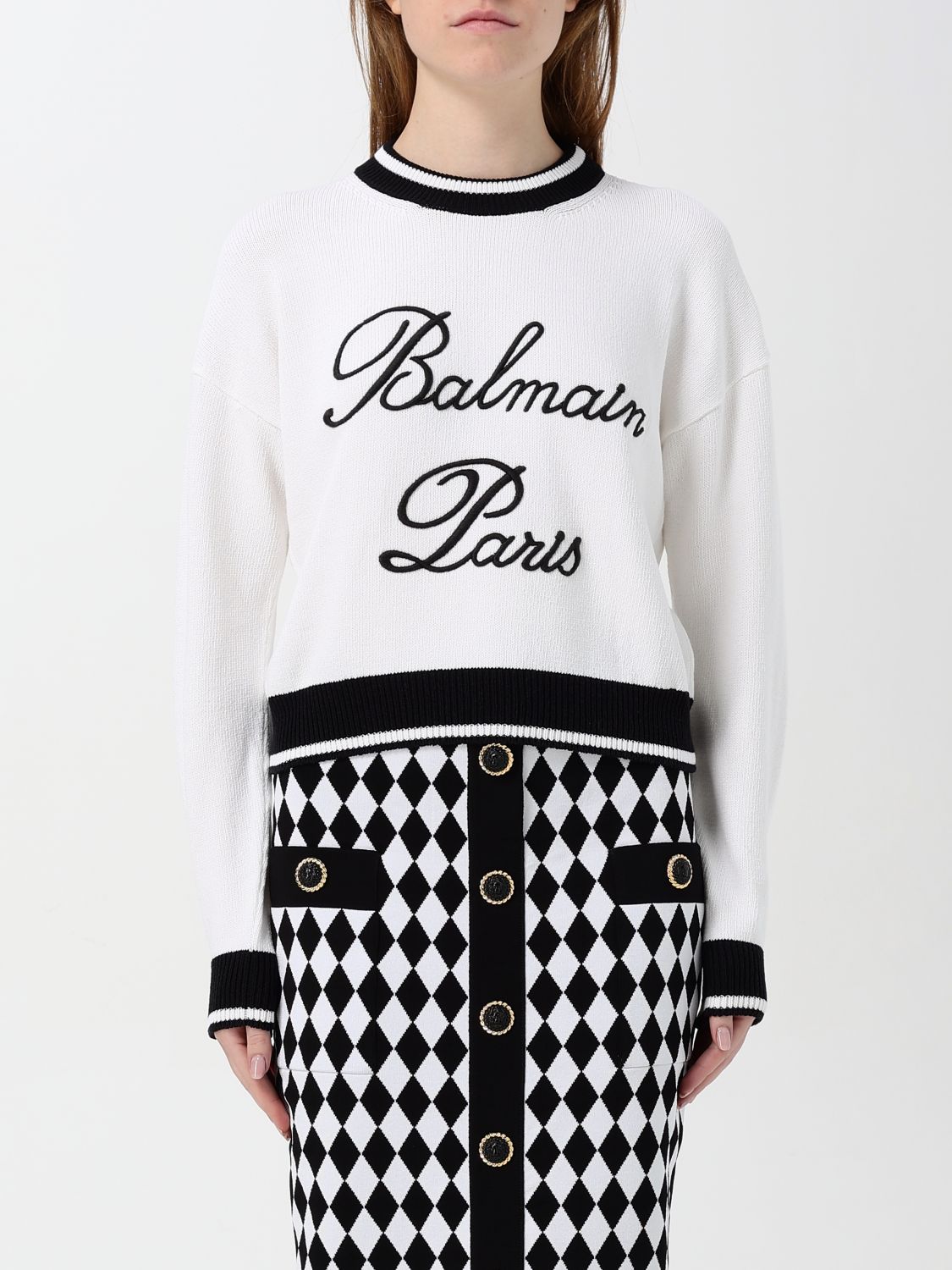 Shop Balmain Sweater  Woman Color White In Weiss