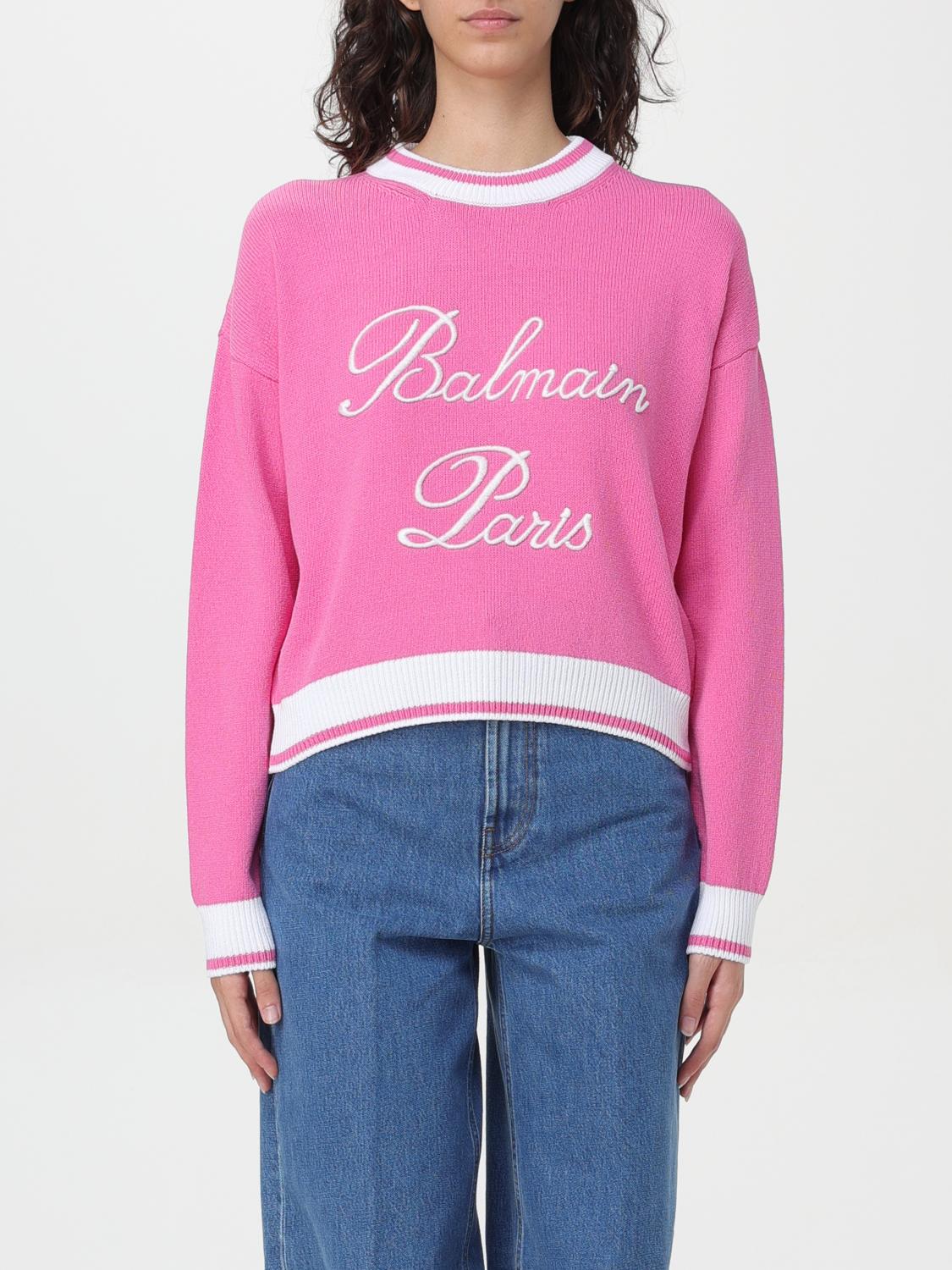 Shop Balmain Sweater  Woman Color Fuchsia In 紫红色