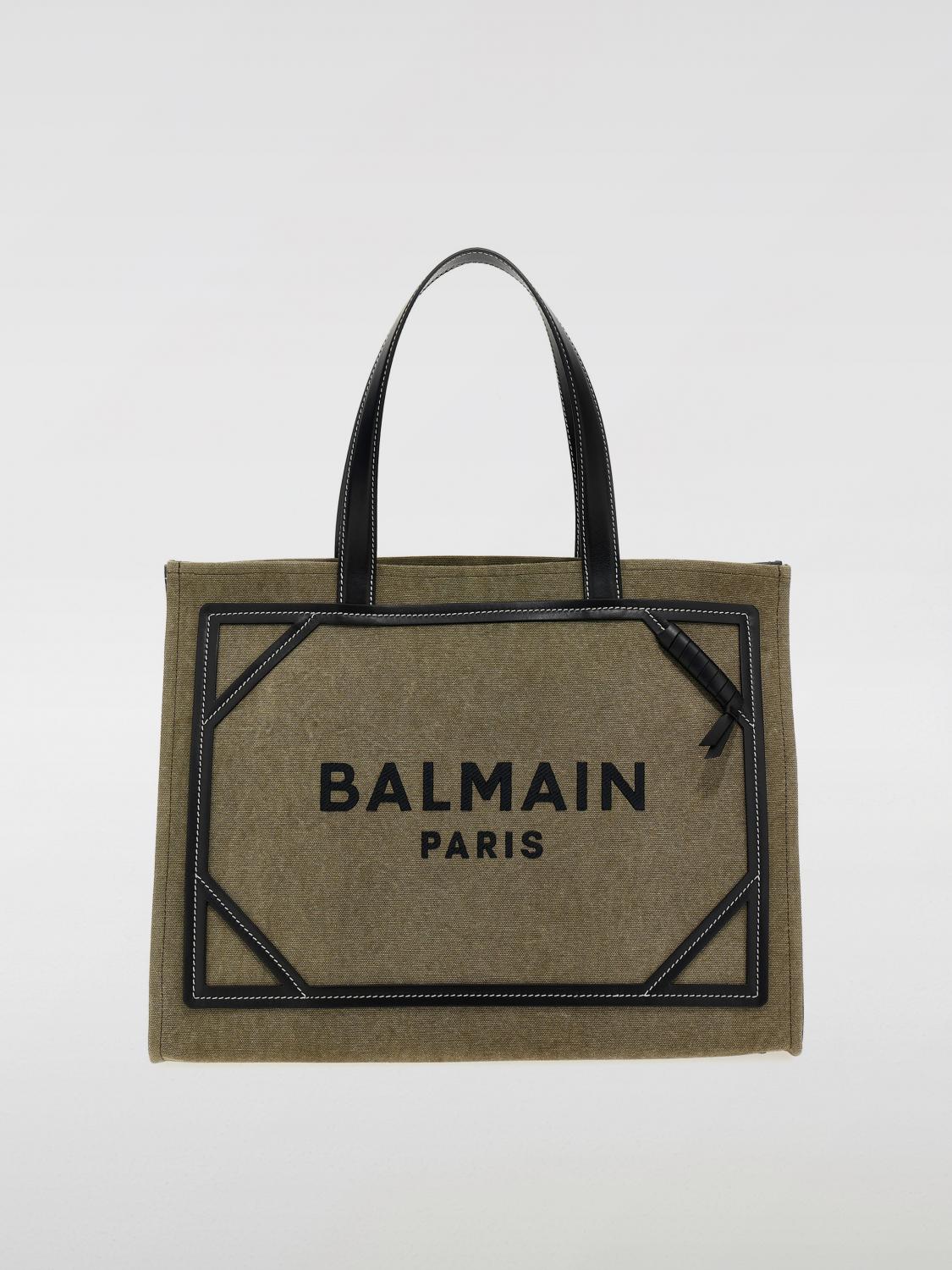 Shop Balmain Tote Bags  Woman Color Green In 绿色