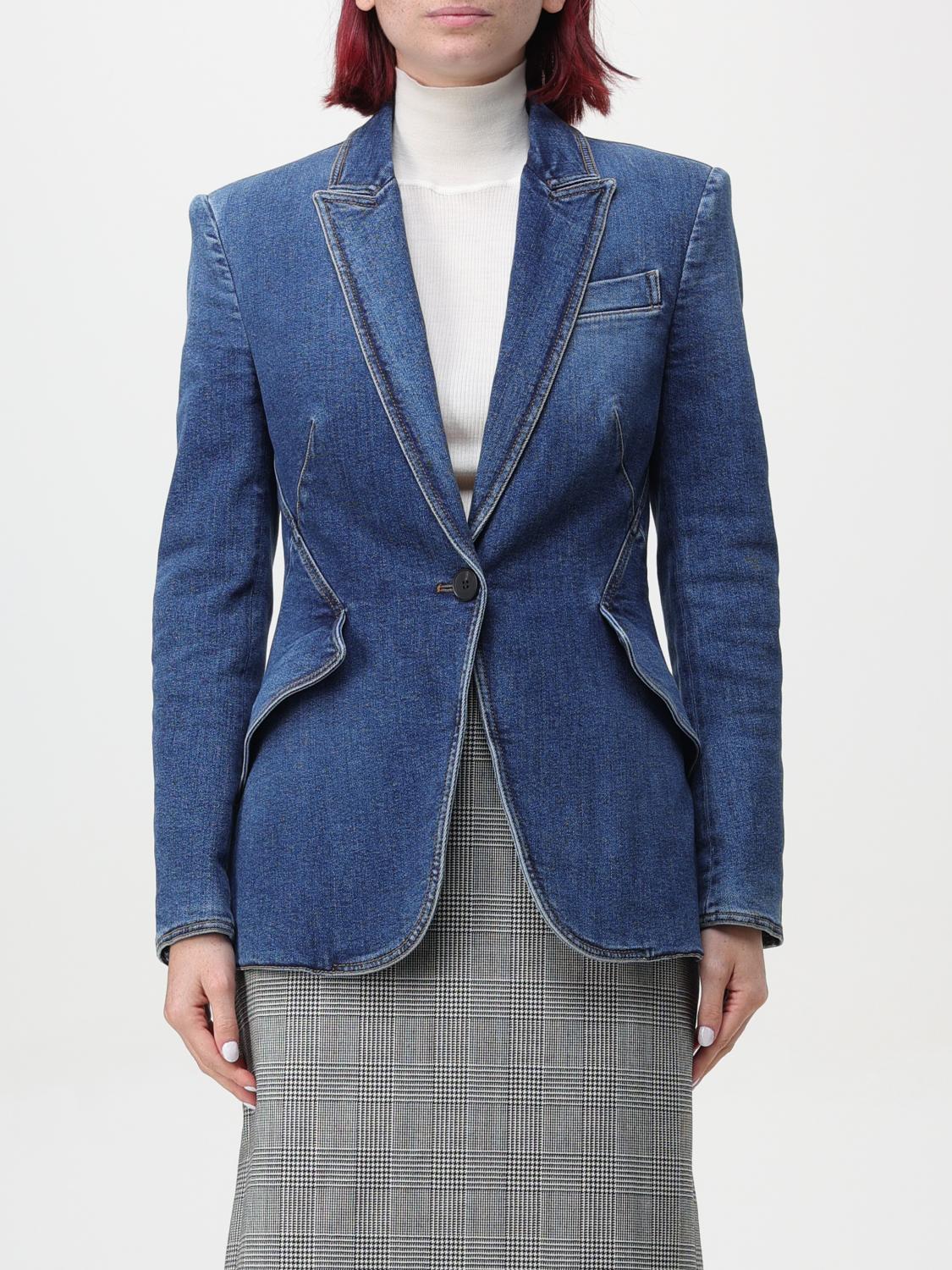 Shop Alexander Mcqueen Blazer  Woman Color Blue In Blau