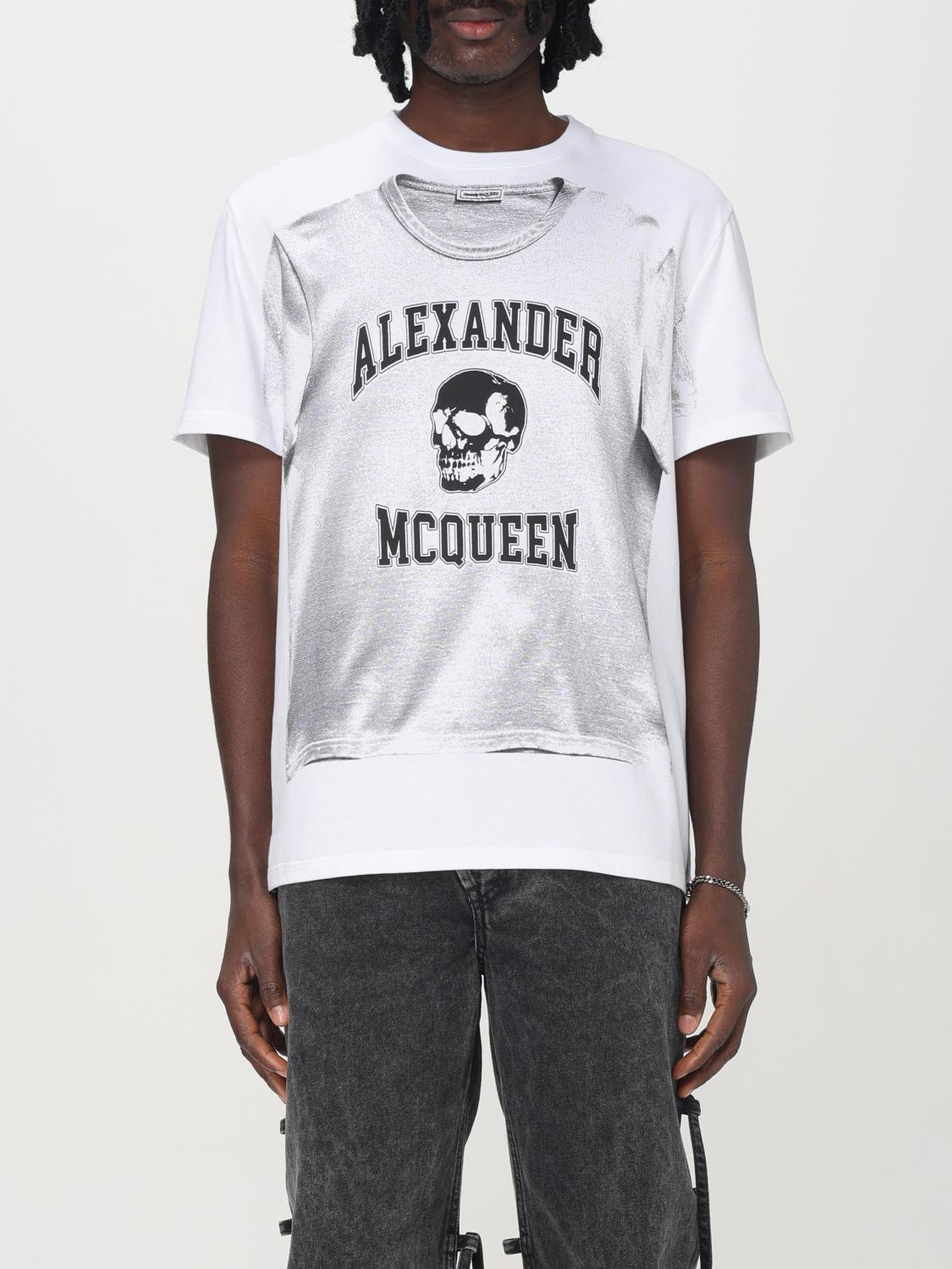 Alexander Mcqueen Printed Compact Cotton T-shirt In Weiss