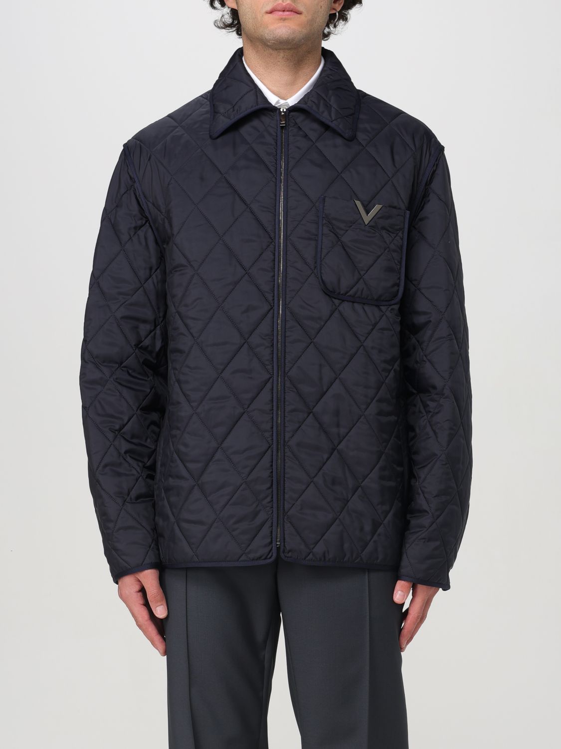 Shop Valentino Jacket  Men Color Blue In Blau