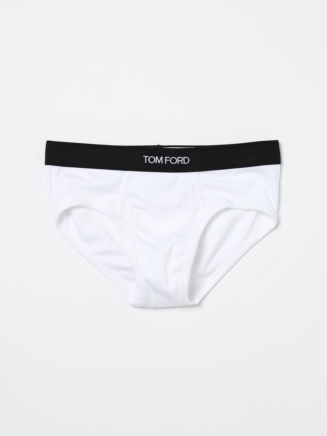 Tom Ford Elasticated Logo Cotton Blend Briefs In White