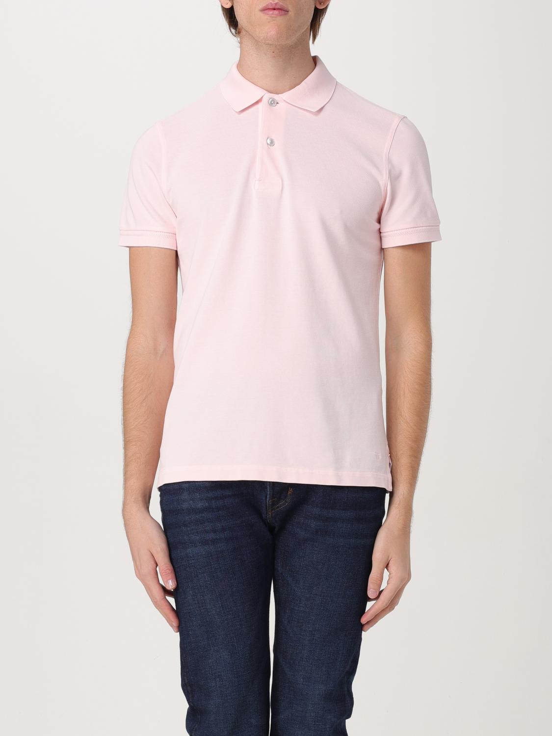 Tom Ford Classic Piquet Polo With Three-button Placket In Pink