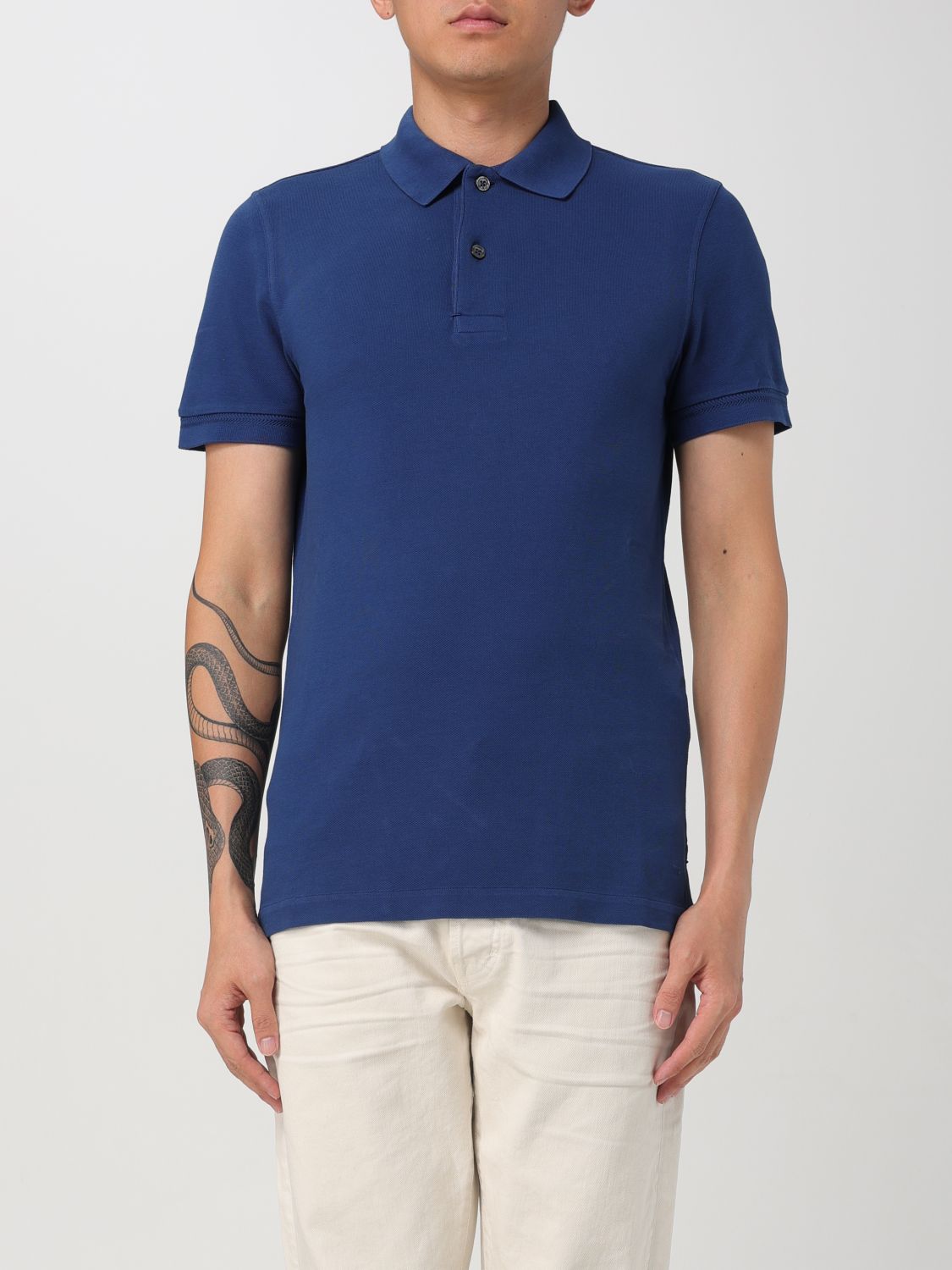 Shop Tom Ford Polo Shirt  Men Color Blue 1 In Blau 1