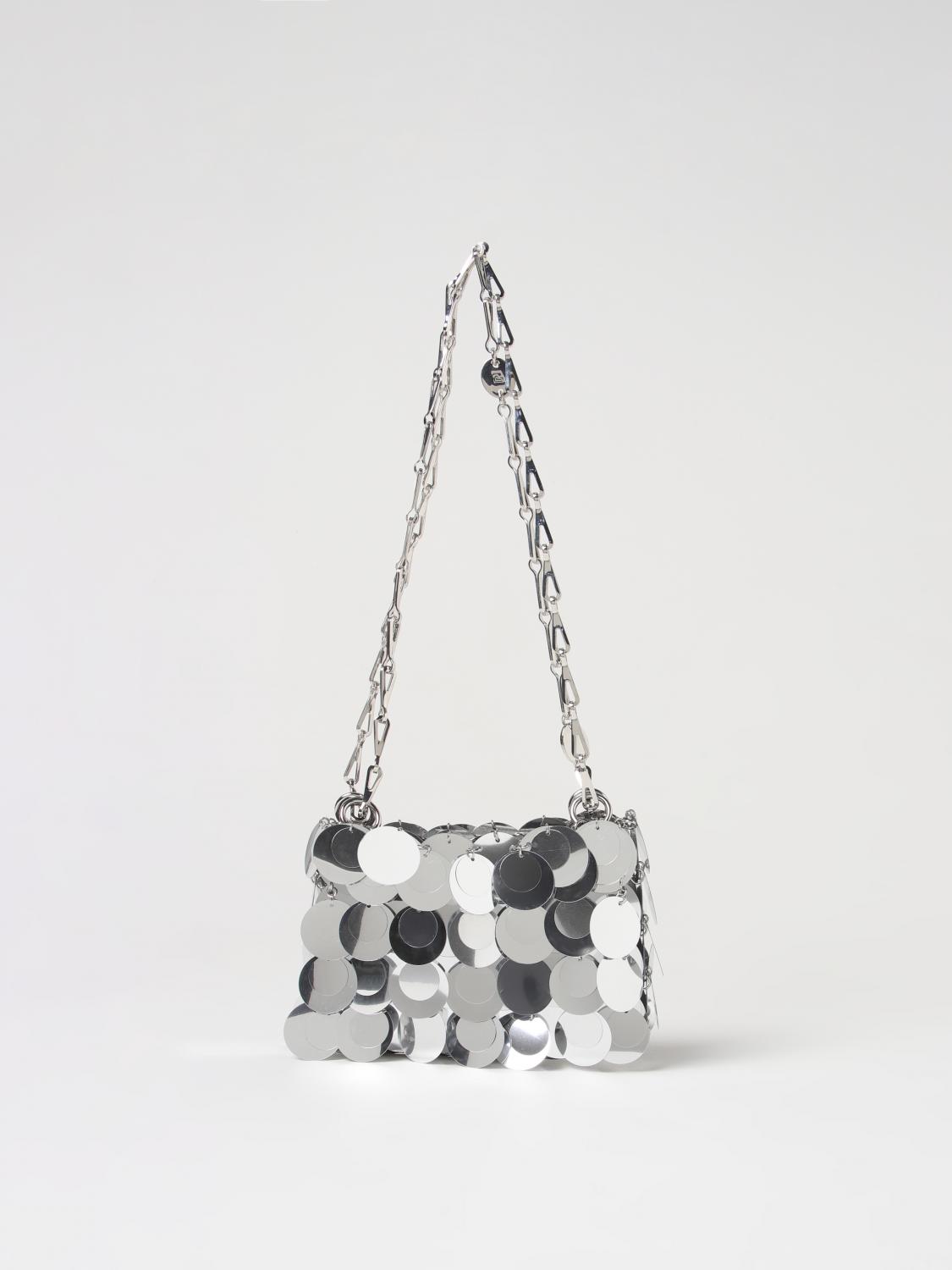Rabanne Sparkle Discs Nano Shoulder Bags Silver In Silver