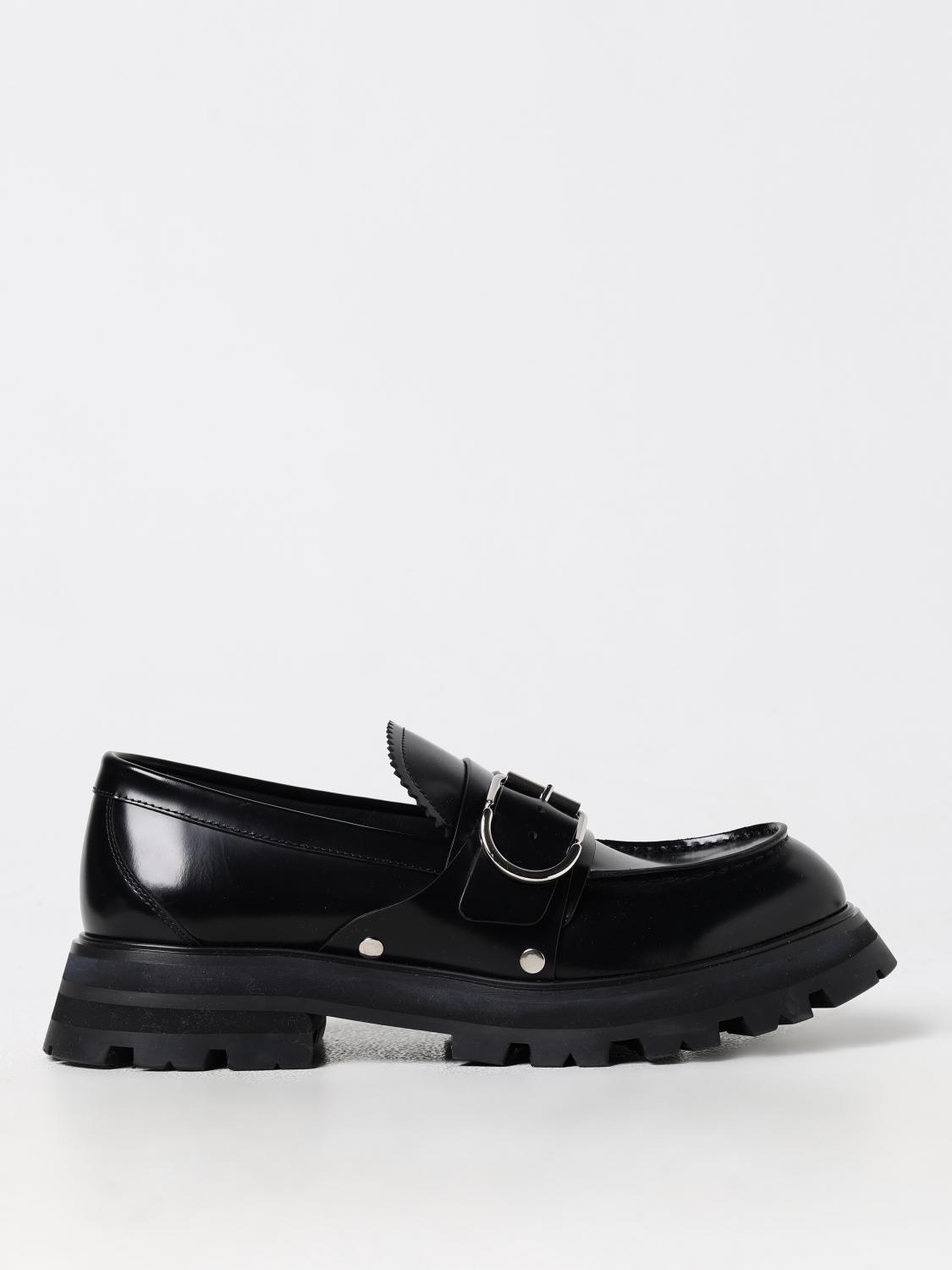 Alexander Mcqueen Brushed Leather Wander Loafers For In Black