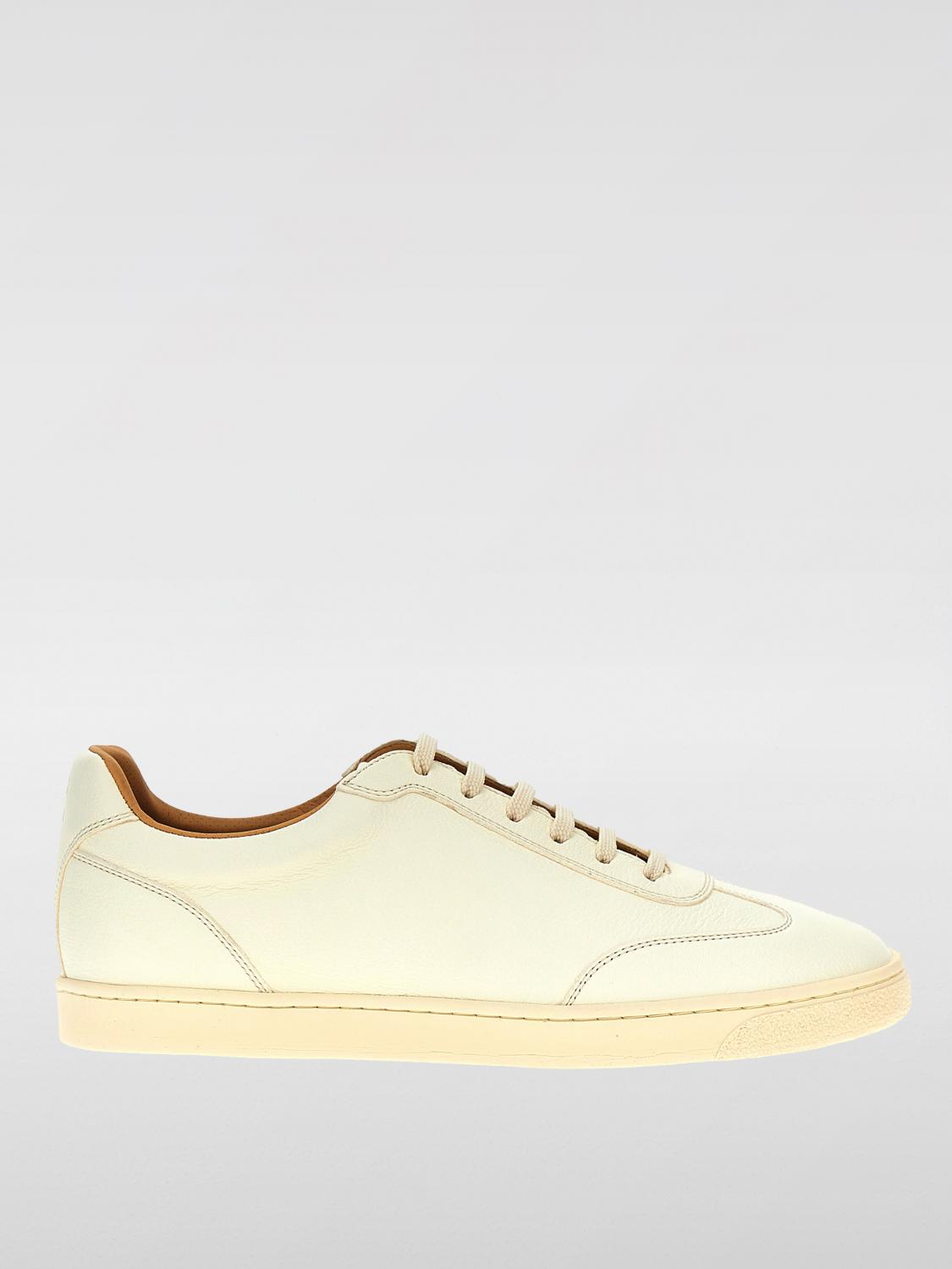 Brunello Cucinelli White Leather Sneakers In 白色
