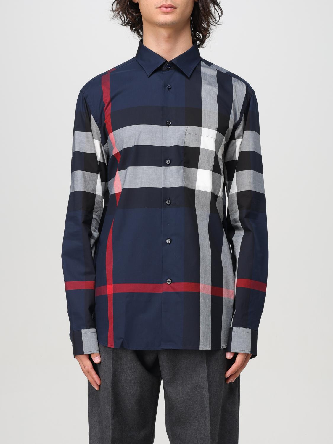 Shop Burberry Shirt  Men Color Gnawed Blue