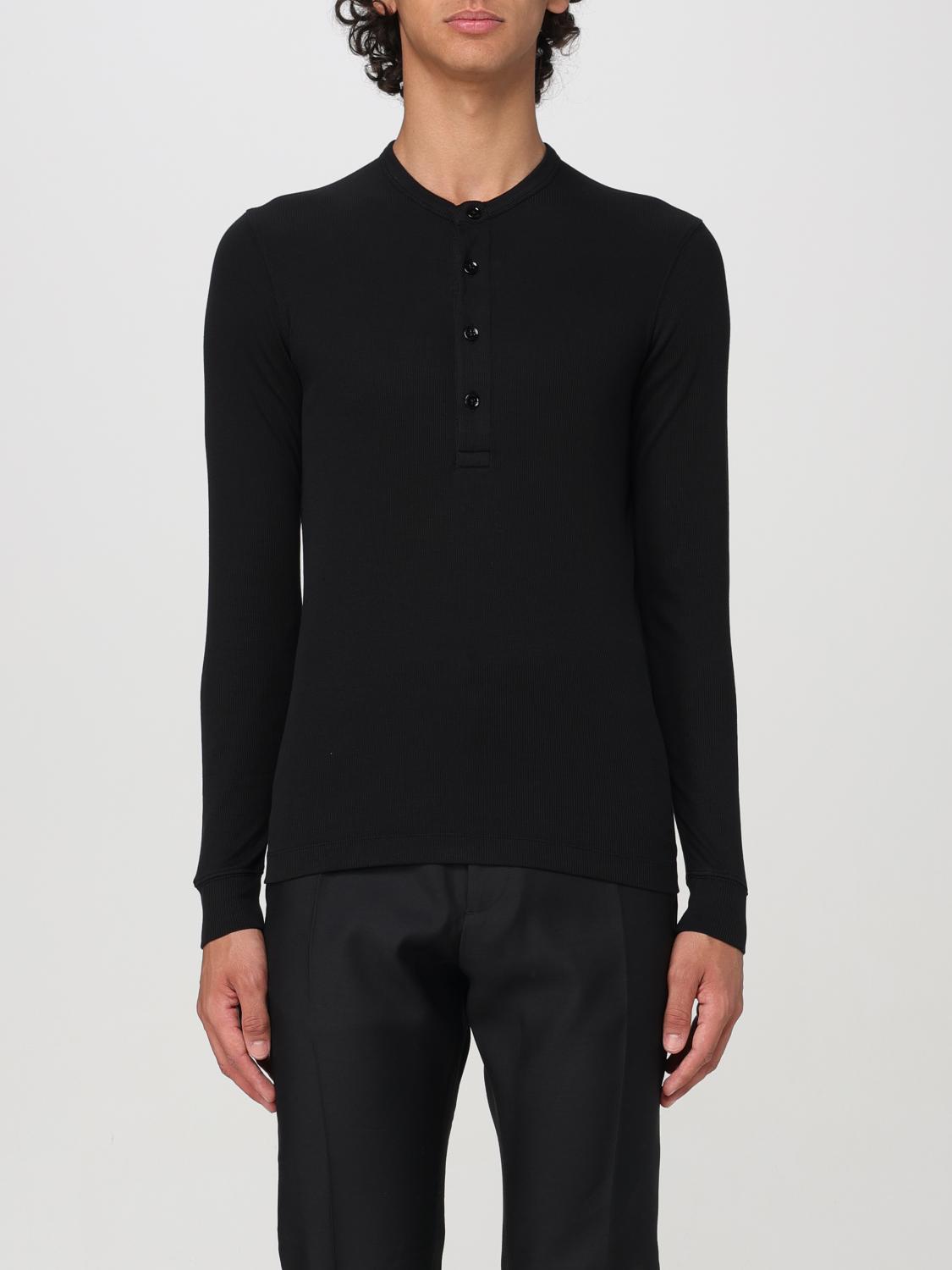 Tom Ford Short-button Fastening T-shirt In Black