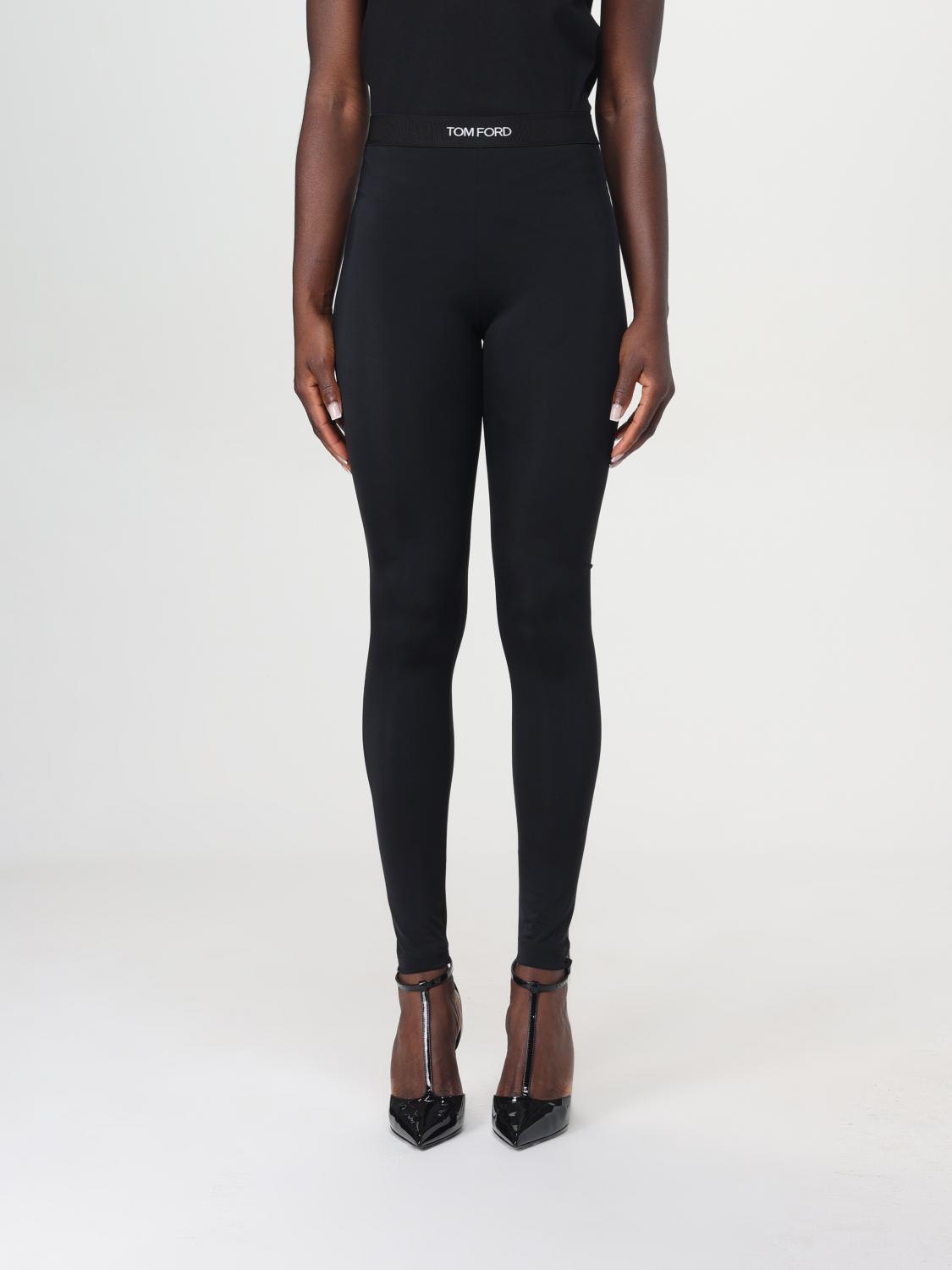 Tom Ford Stretch Lustrous Velour Signature Leggings Trousers Black In Black