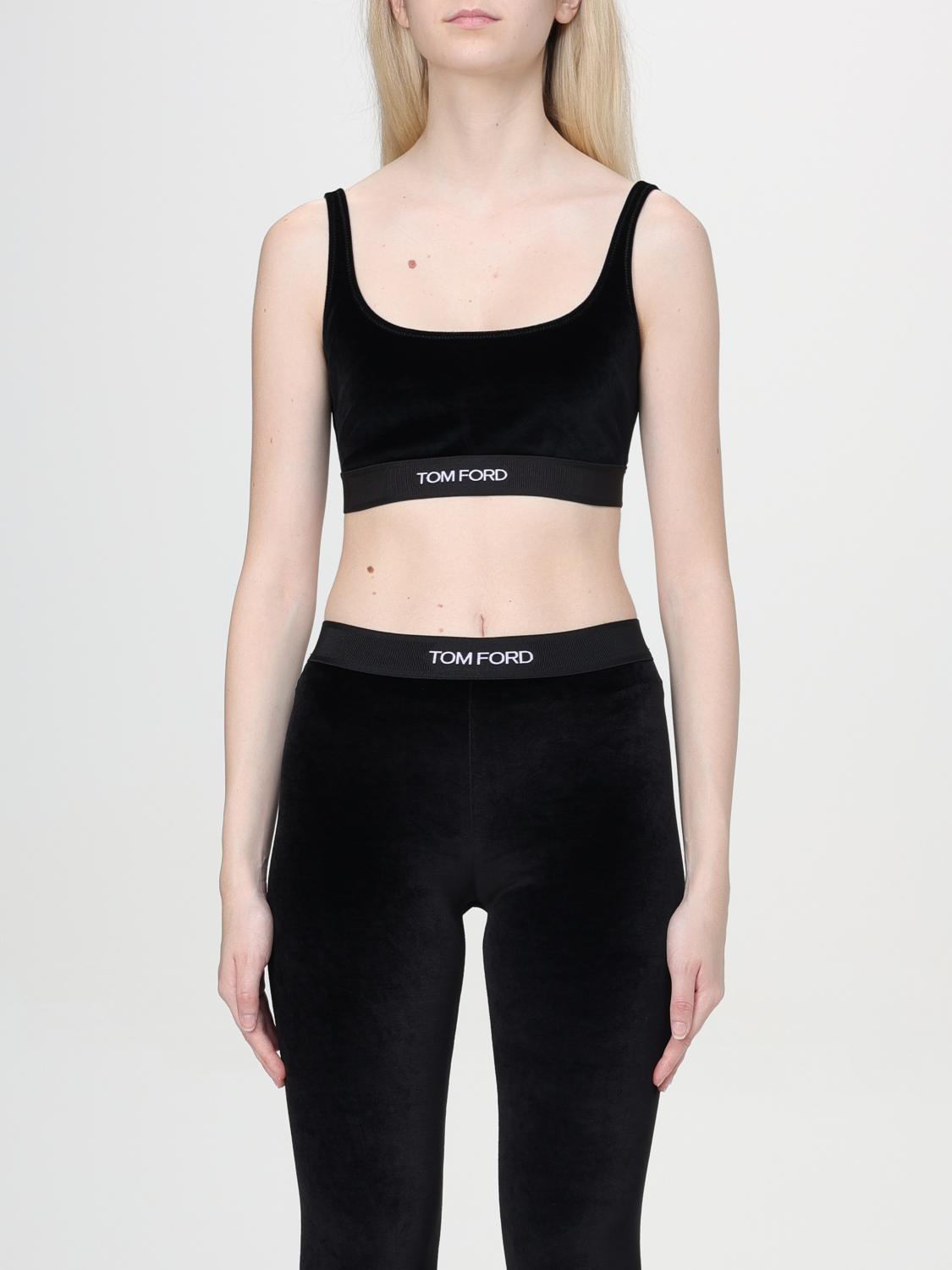 Tom Ford Stretch Lustrous Velour Signature Bralette Clothing In Black