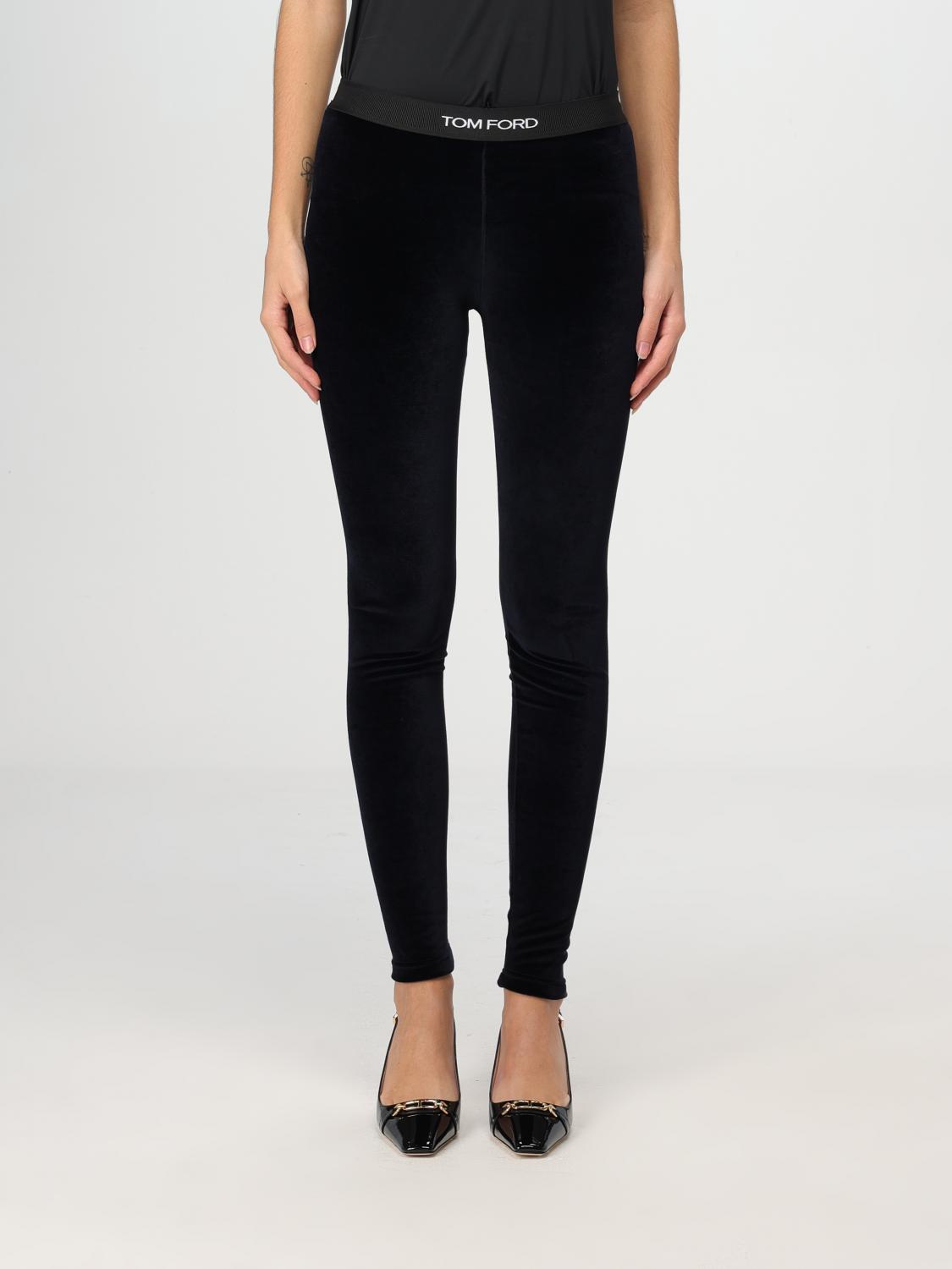Tom Ford Stretch Lustrous Velour Signature Leggings Trousers Black In Blau