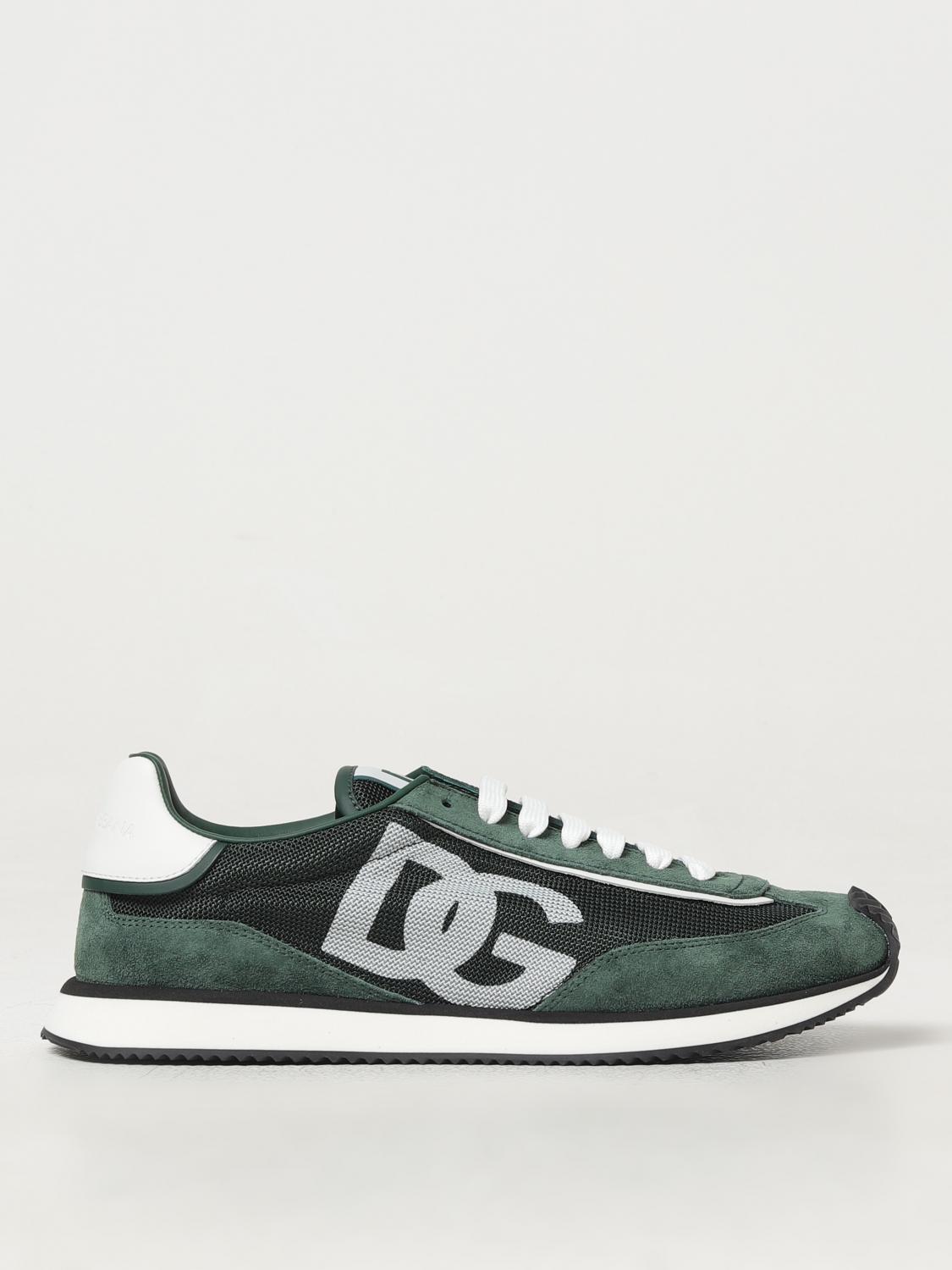 Dolce & Gabbana Suede And Mesh Dg Cushion Sneakers In Green