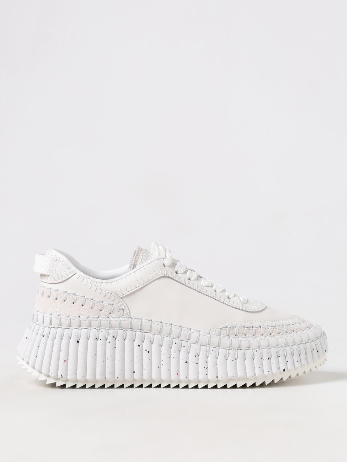 Chloé Nama Embroidered Suede And Recycled Mesh Sneakers In 白色