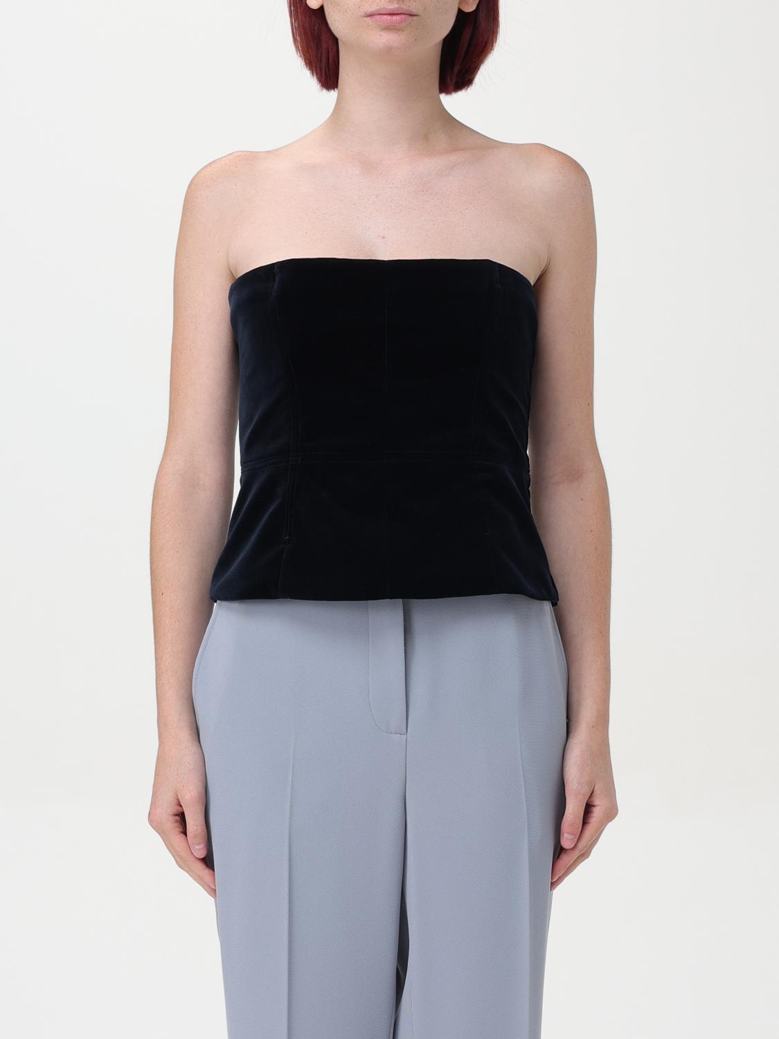 Tom Ford Velvet Strapless Top Fitted Silhouette In Blue