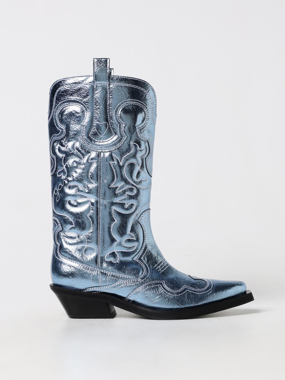 Shop Ganni Boots  Woman Color Blue