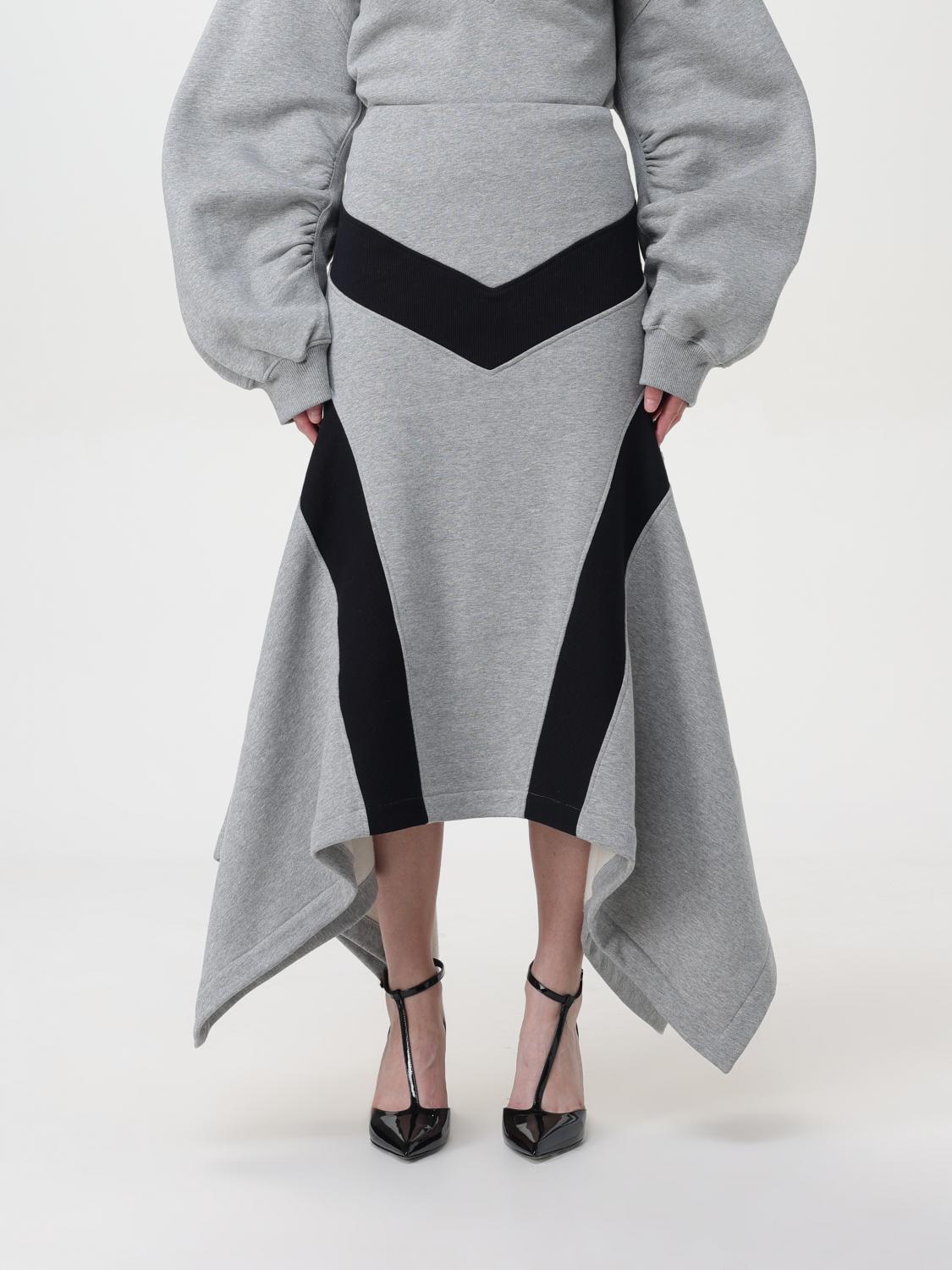 Attico Asymmetrical Maxi Skirt In Grey