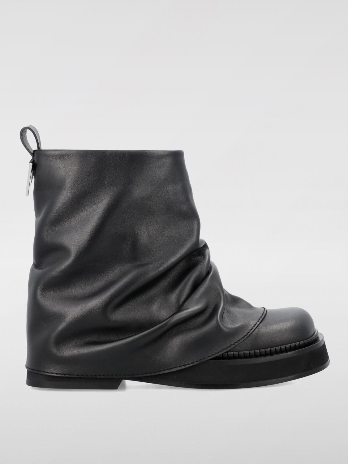 Shop Attico Flat Ankle Boots The  Woman Color Black In Schwarz