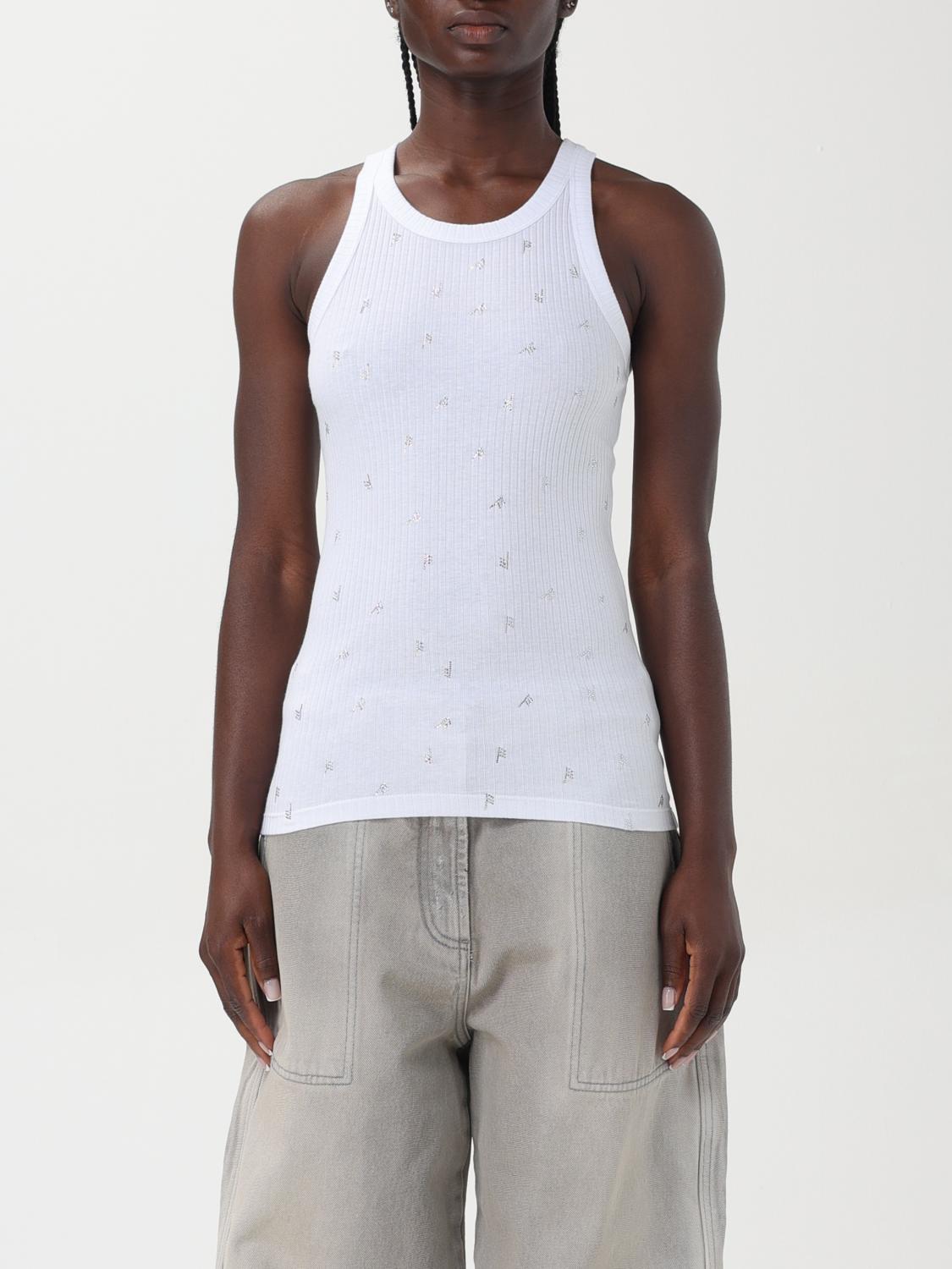 Attico Rhinestone-logo Lettering Tank Top In White