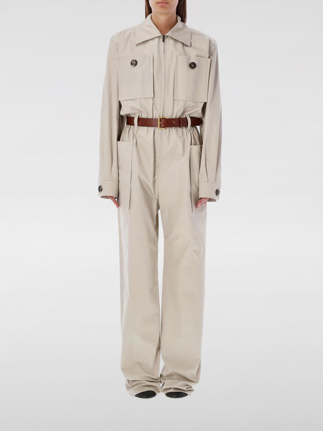 Shop Saint Laurent Jumpsuits  Woman Color Beige