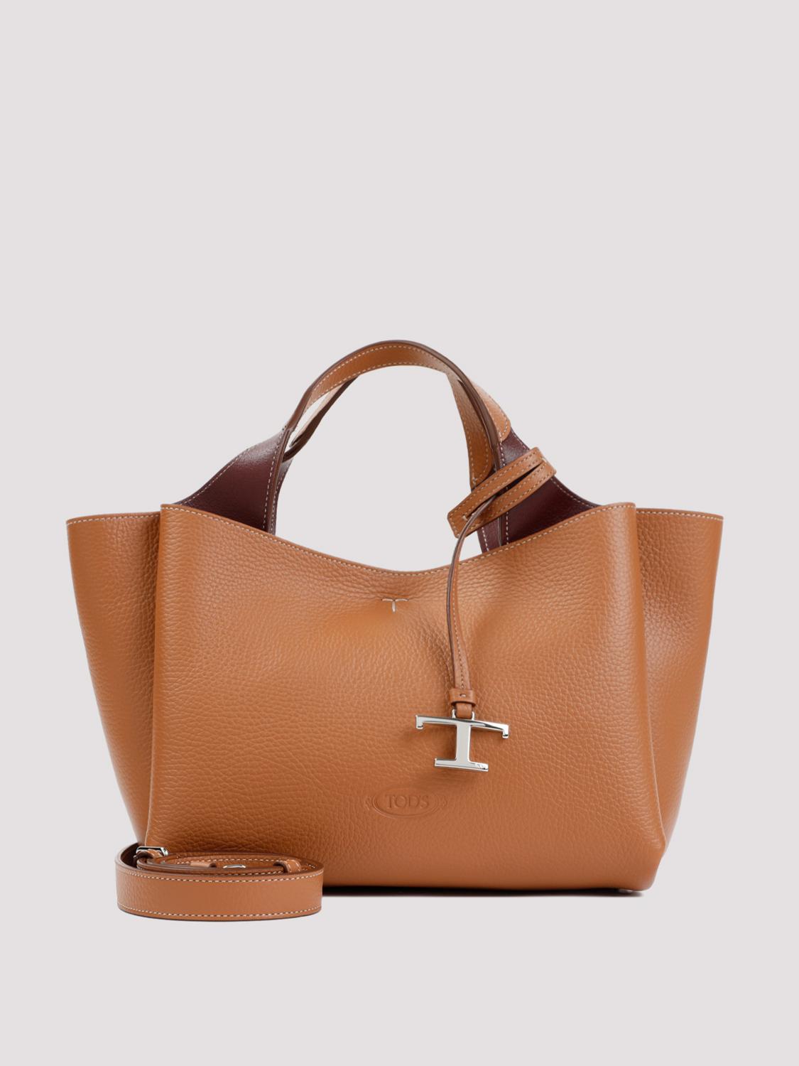 Tod's Light Brown Calfskin Mini Handbag With 2 Handles And Shoulder Strap Women In 驼色
