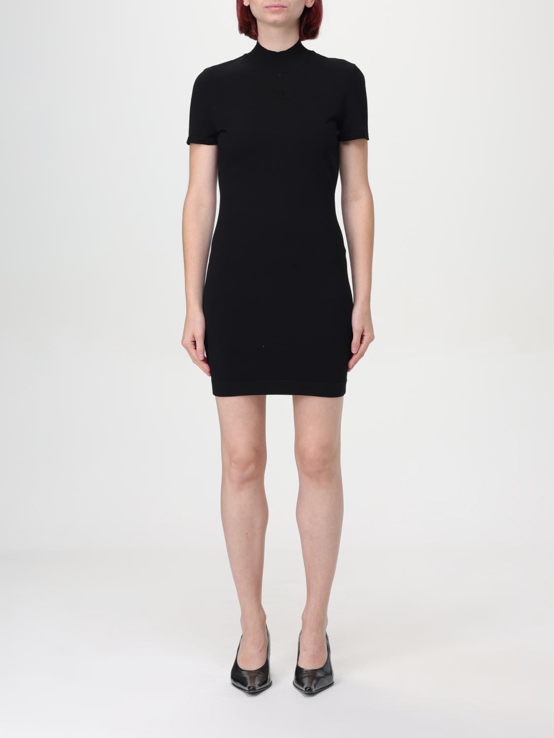 Alexander Wang Logo Debossed Mock Neck Mini T-shirt Dress In Black