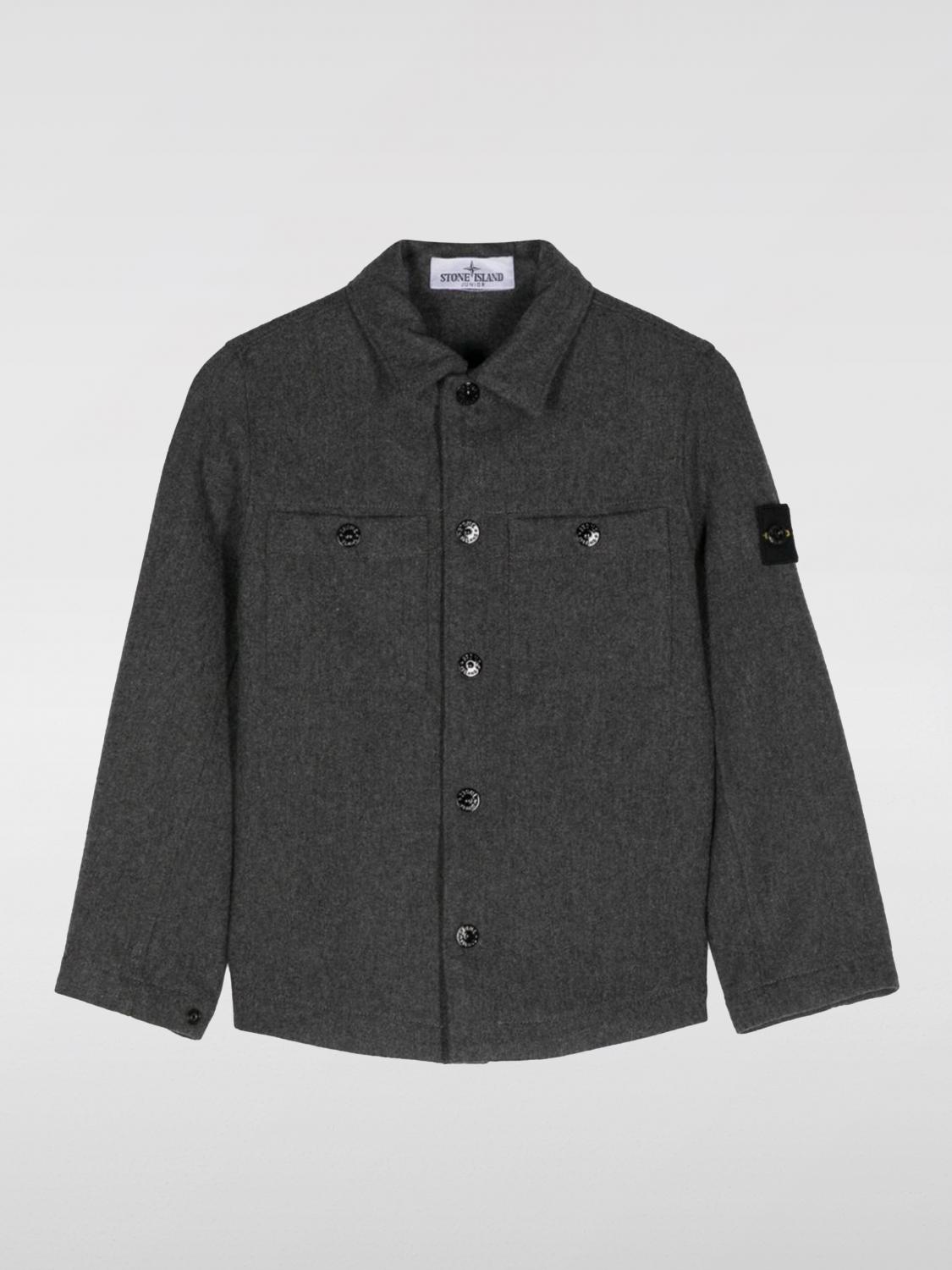 Stone Island Compass-badge Shirt Jacket In Grau