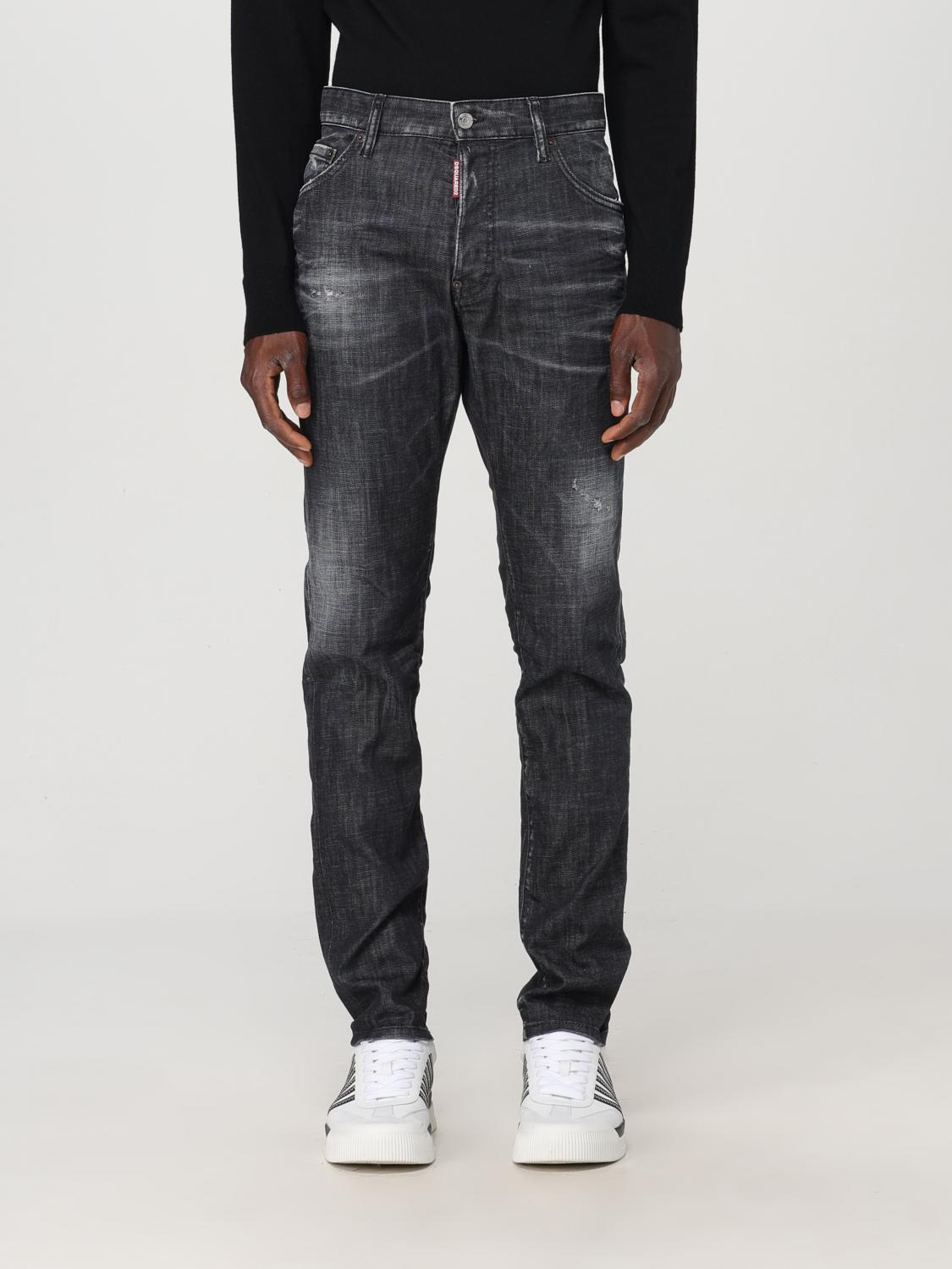 Dsquared2 Easy Black Wash Tidy Biker Black Stretch Cotton Denim Jeans In Black