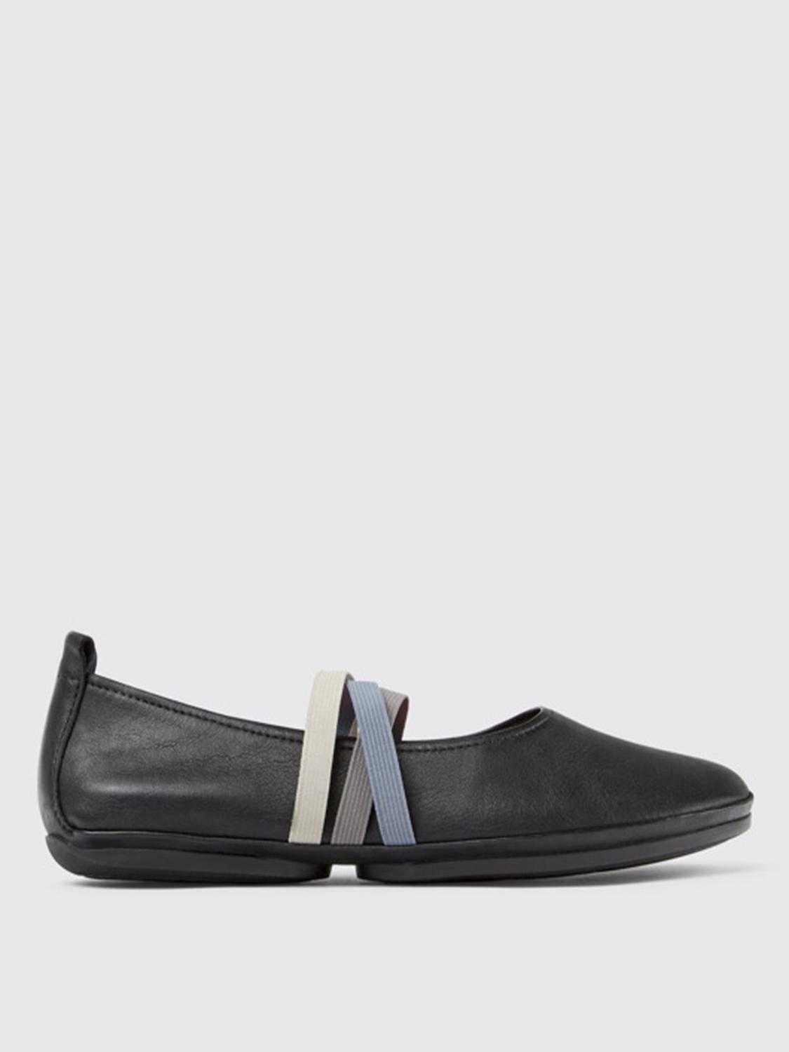 Camper Right Nina Twins Leather Ballerina Shoes In Schwarz