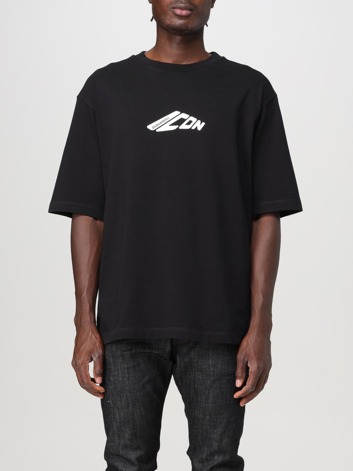 Dsquared2 Black T-shirt With Contrasting Icon Print In Black