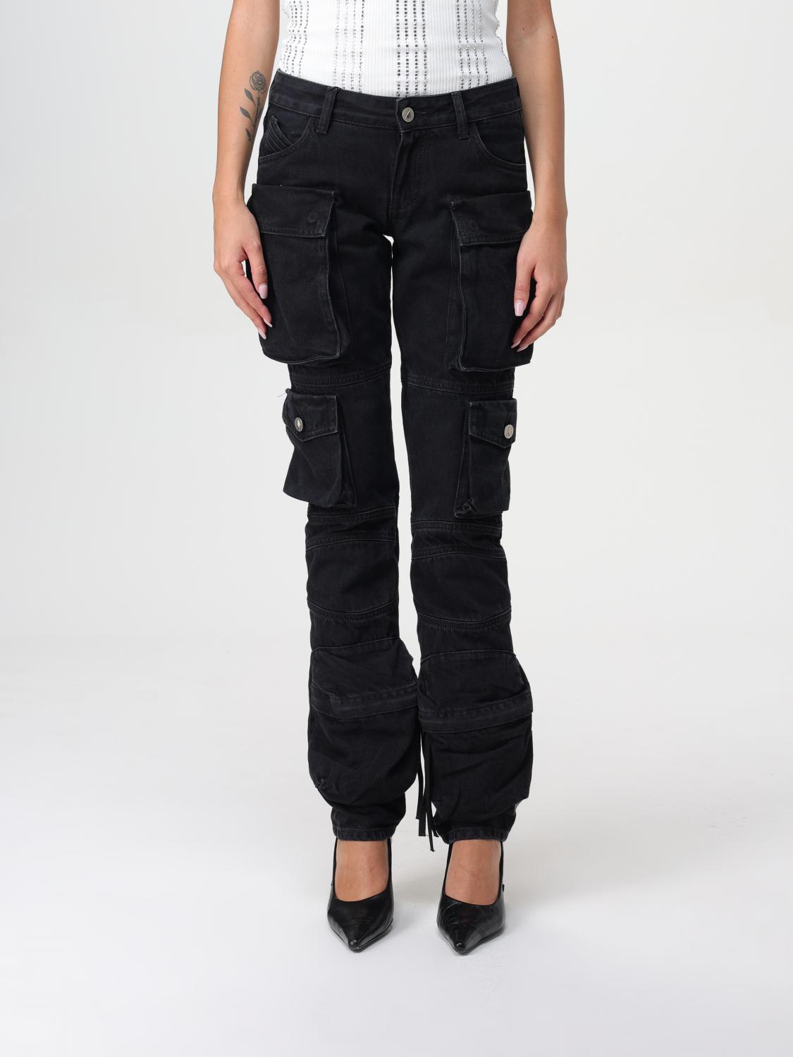 Attico Black Cotton Essie Jeans In Schwarz