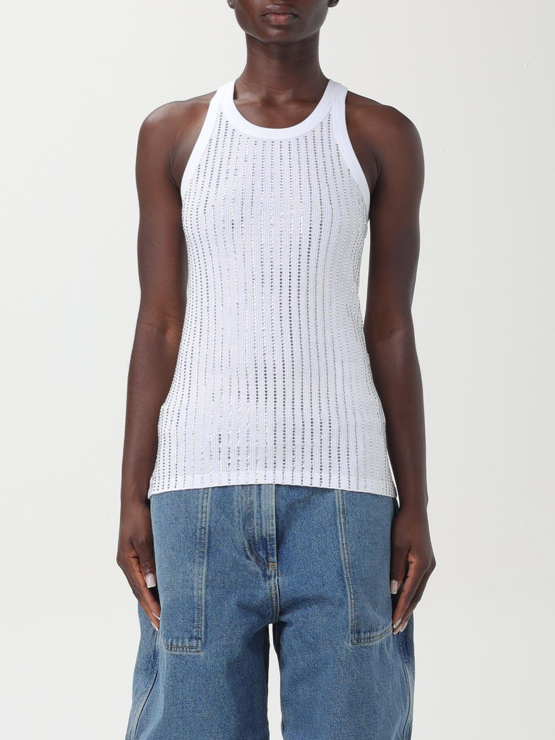 Attico Top With Crystals In Weiss