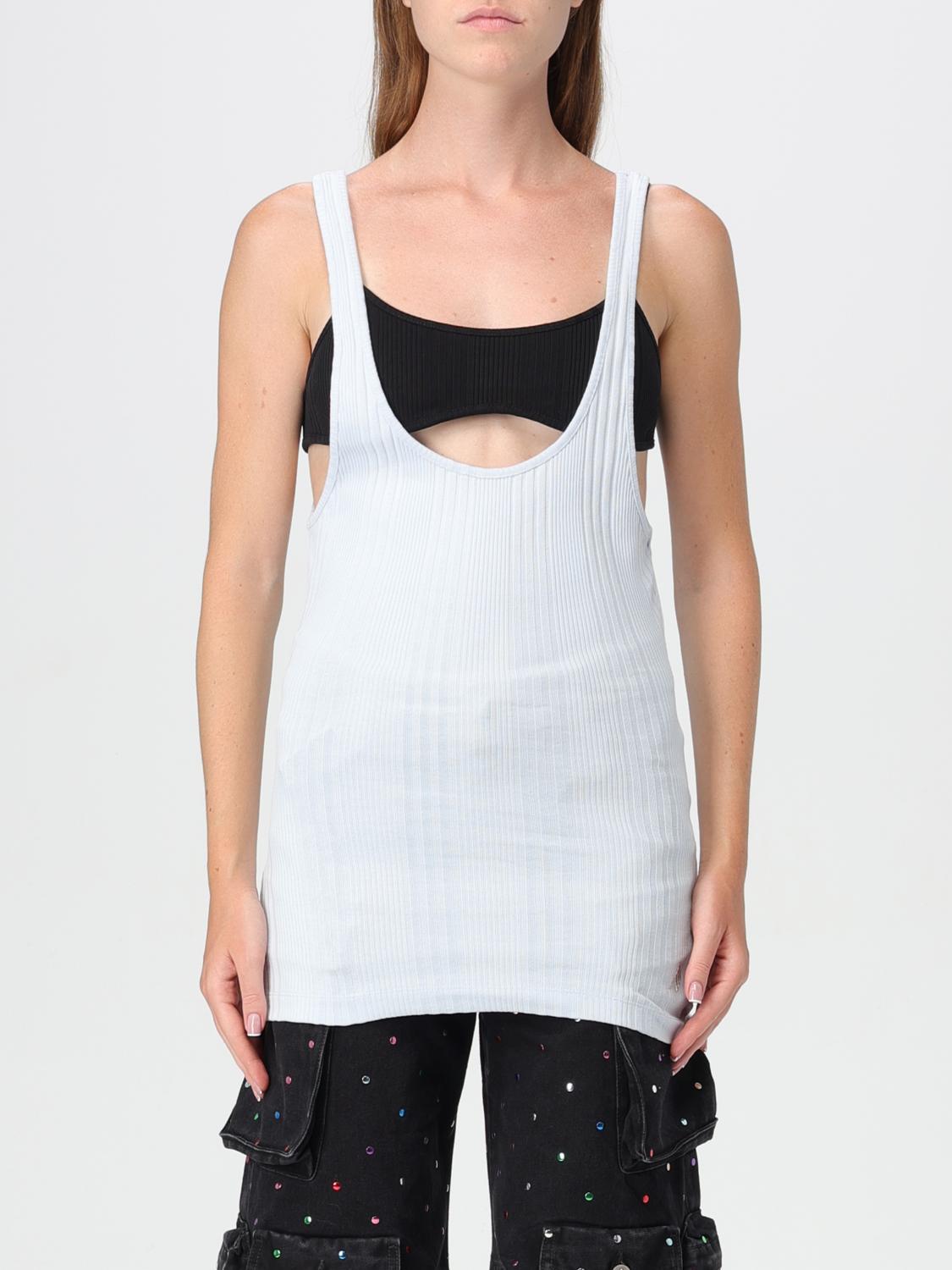 Attico Light Blue Flat Ribbed Tank Top In Himmelblau
