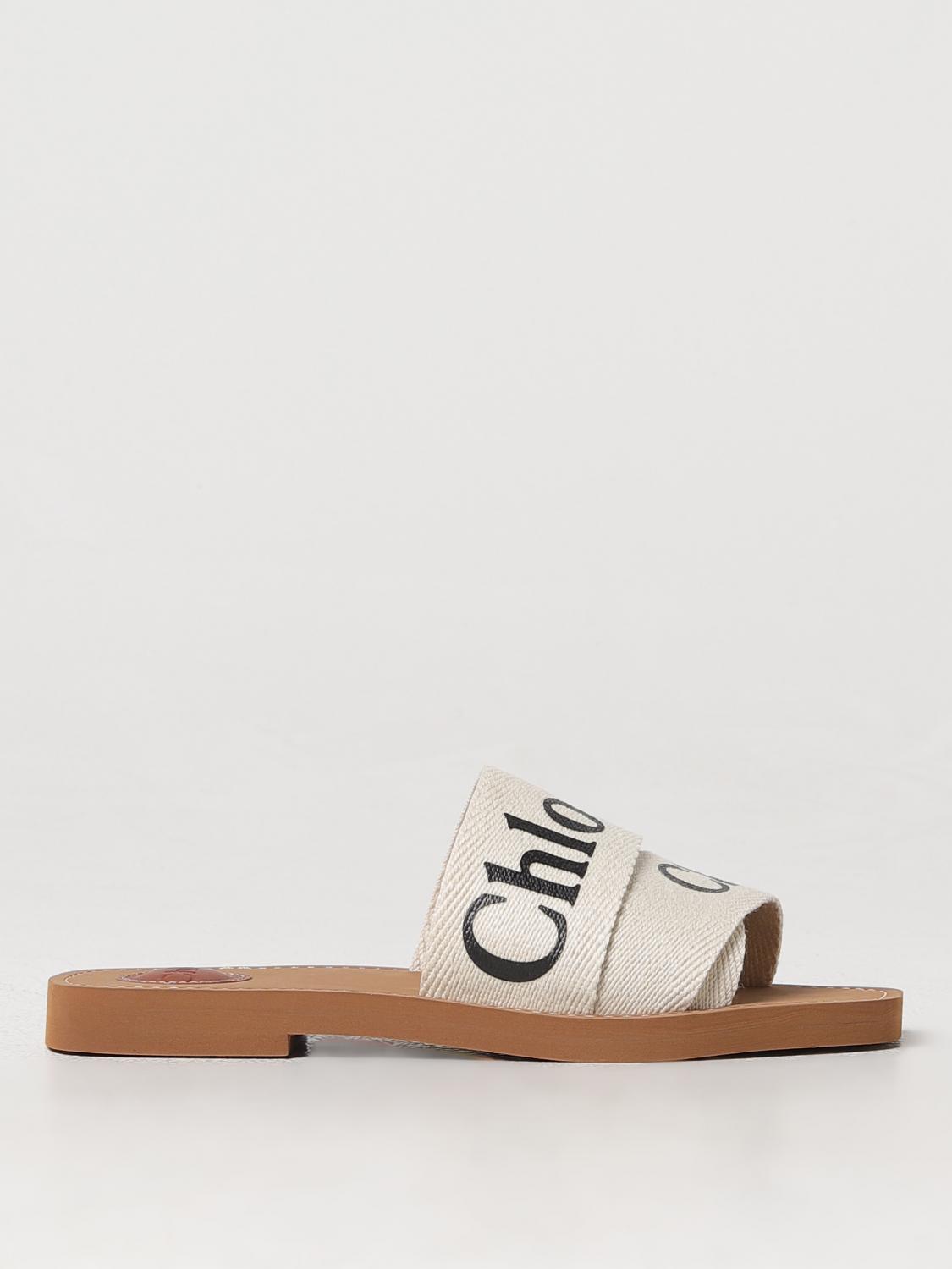 Shop Chloé Flat Sandals  Woman Color White In Weiss