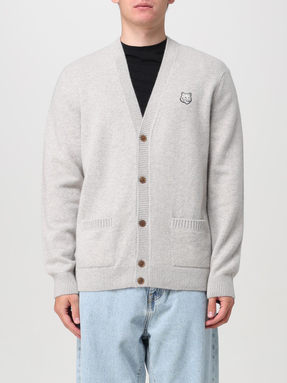 Shop Maison Kitsuné Cardigan  Men Color Grey