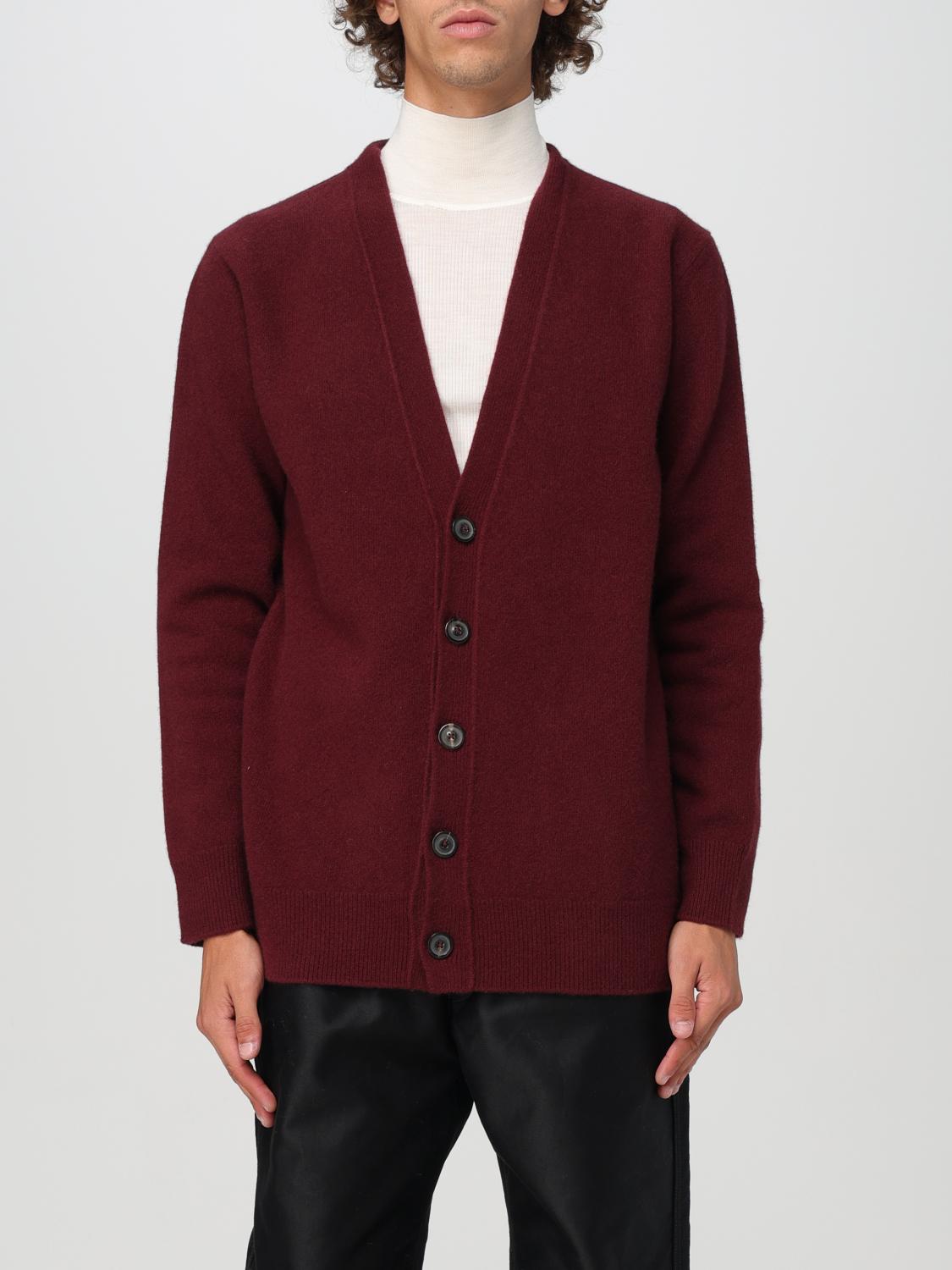 Shop Maison Margiela Cardigan  Men Color Burgundy In Burgunderrot