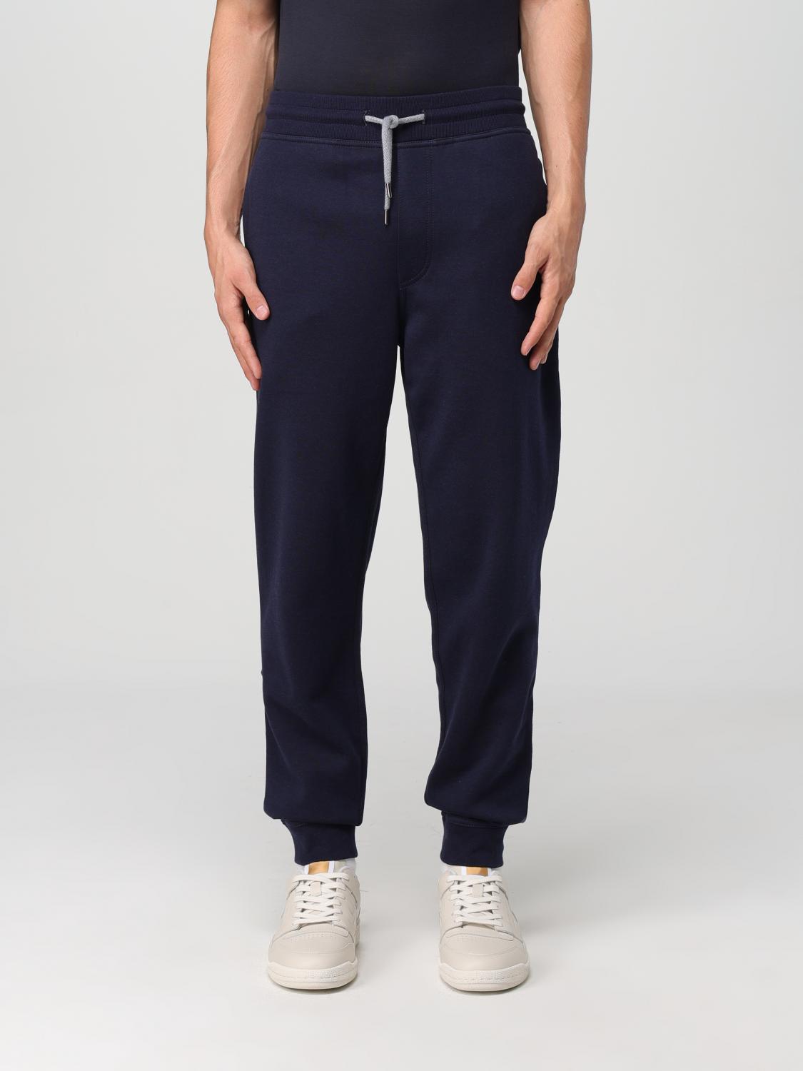 Brunello Cucinelli Ribbed-knit Cotton-blend Track Pants In Blau