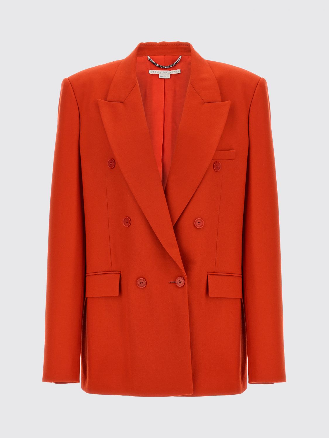 Stella Mccartney Double-breasted Wool Blazer Featuring Peak Lapels In Red
