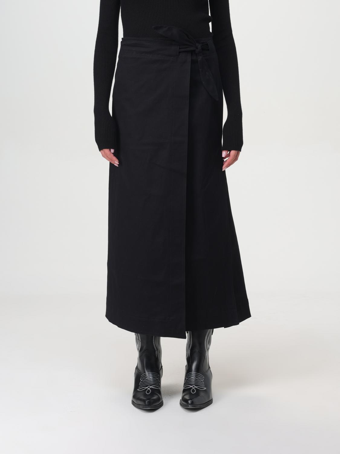 Ganni Midi Skirt With Ornamental Bows In Schwarz